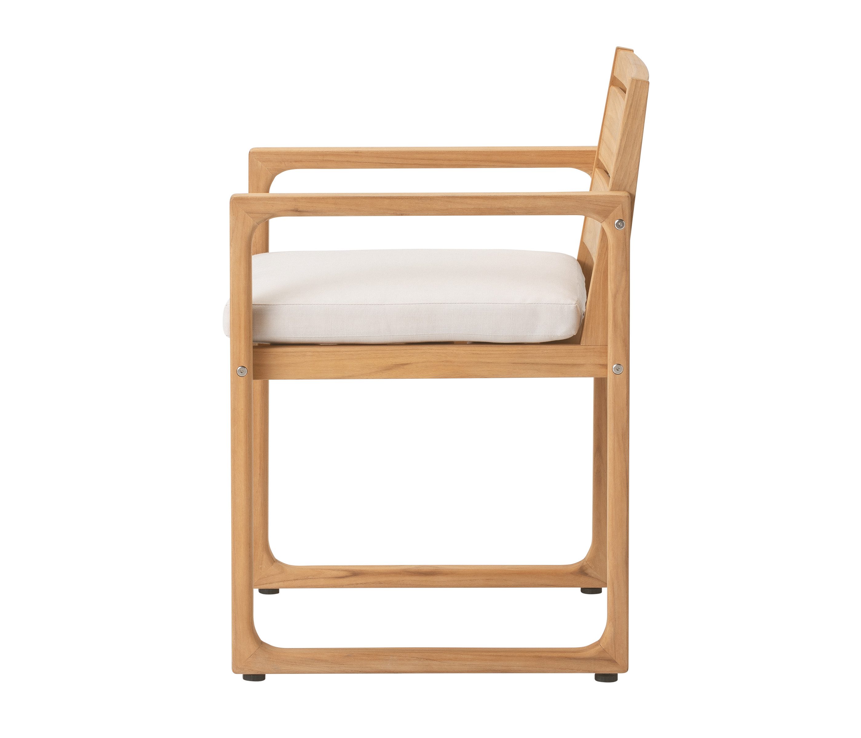 Dehner Gartenstuhl Port-au-Prince, Sitzfläche 45 x 48 cm, braun/ beige, moderner Holzstuhl mit Armlehne und wasserabweisendem Polster