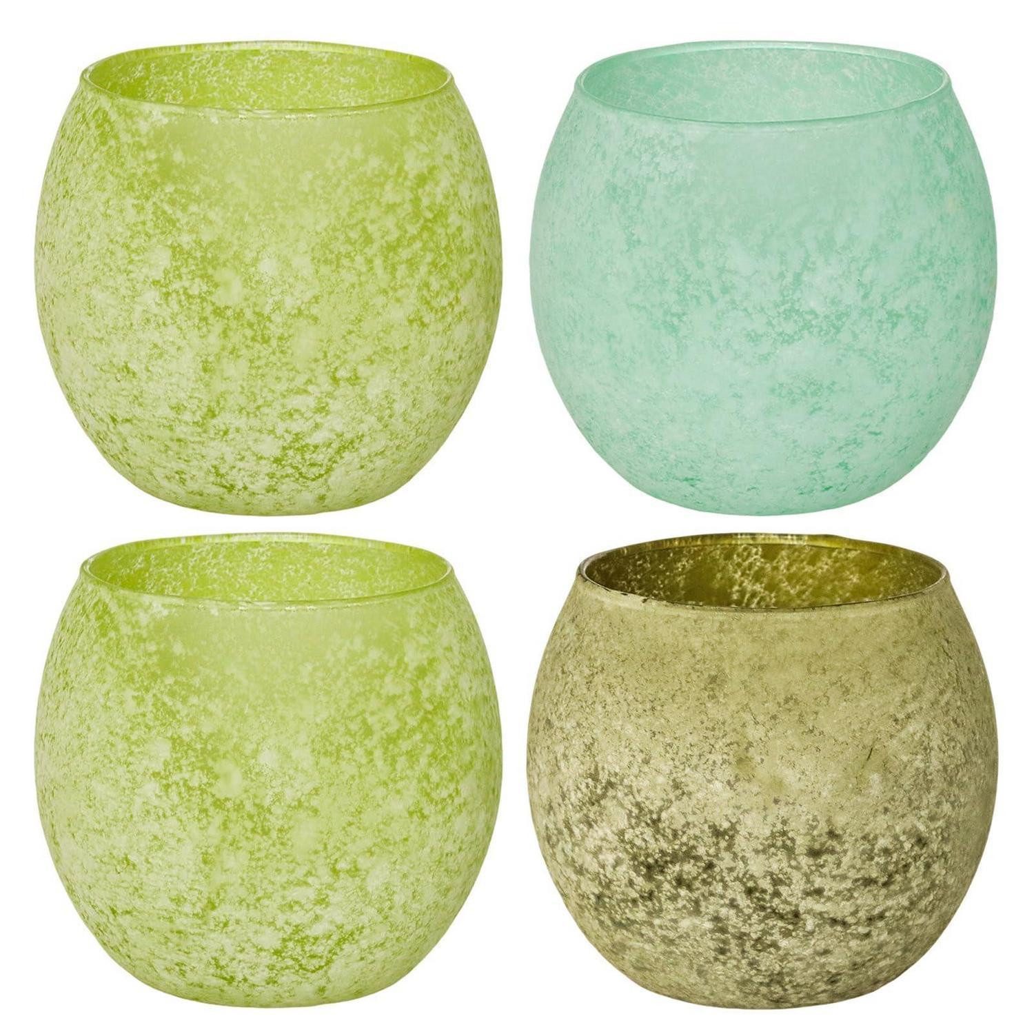 LuxusKollektion Teelichthalter Teelichtgläser Grün Salbei 4er Set matt (4 St)