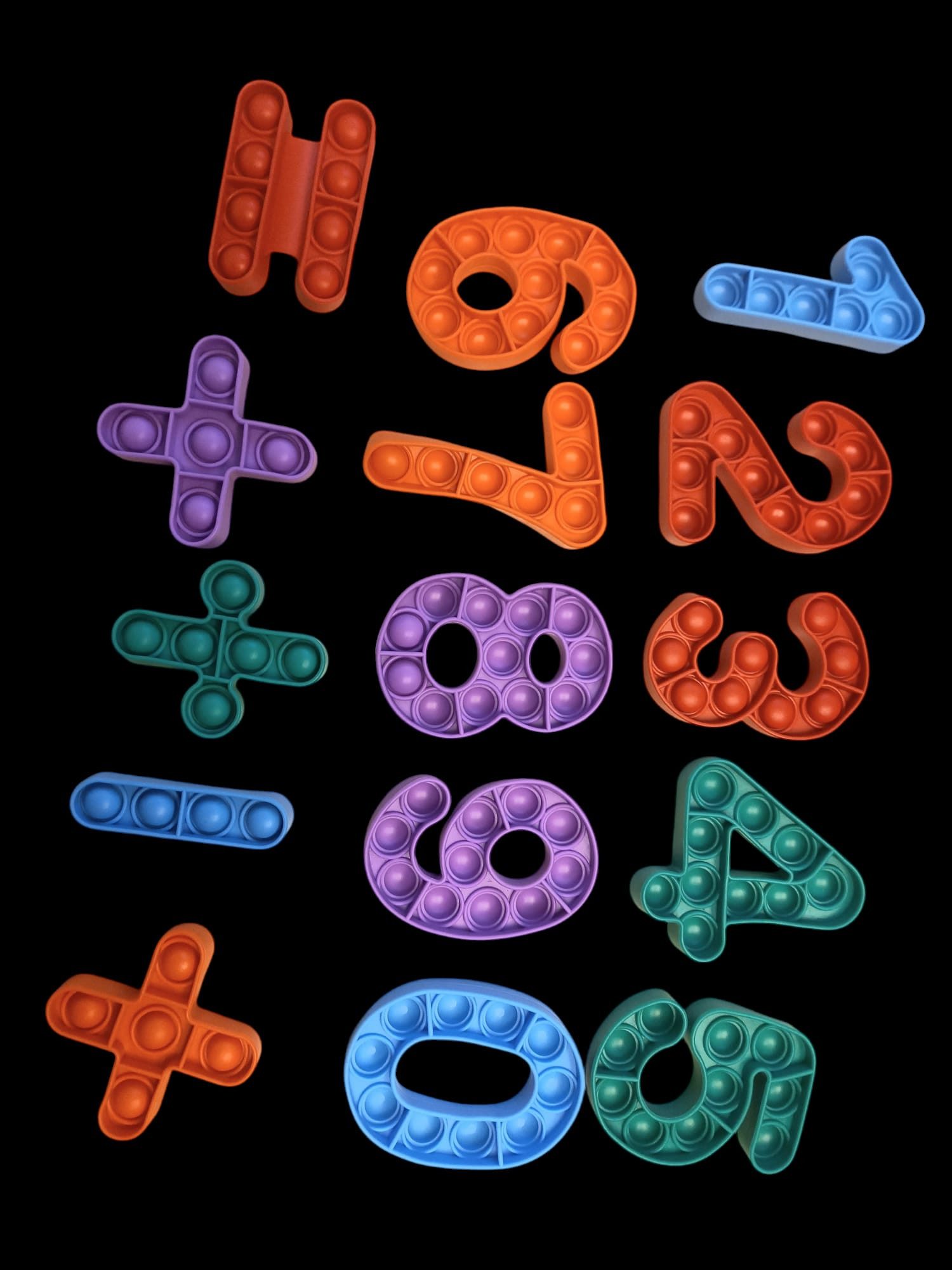 UE Stock Fidget-Gadget 15 tlg. Push-Pop-Bubble Fidget Zappelspielzeug in Zahlenform 0–9 Bunt, für jedes Zuhause oder Klassenzimmer
