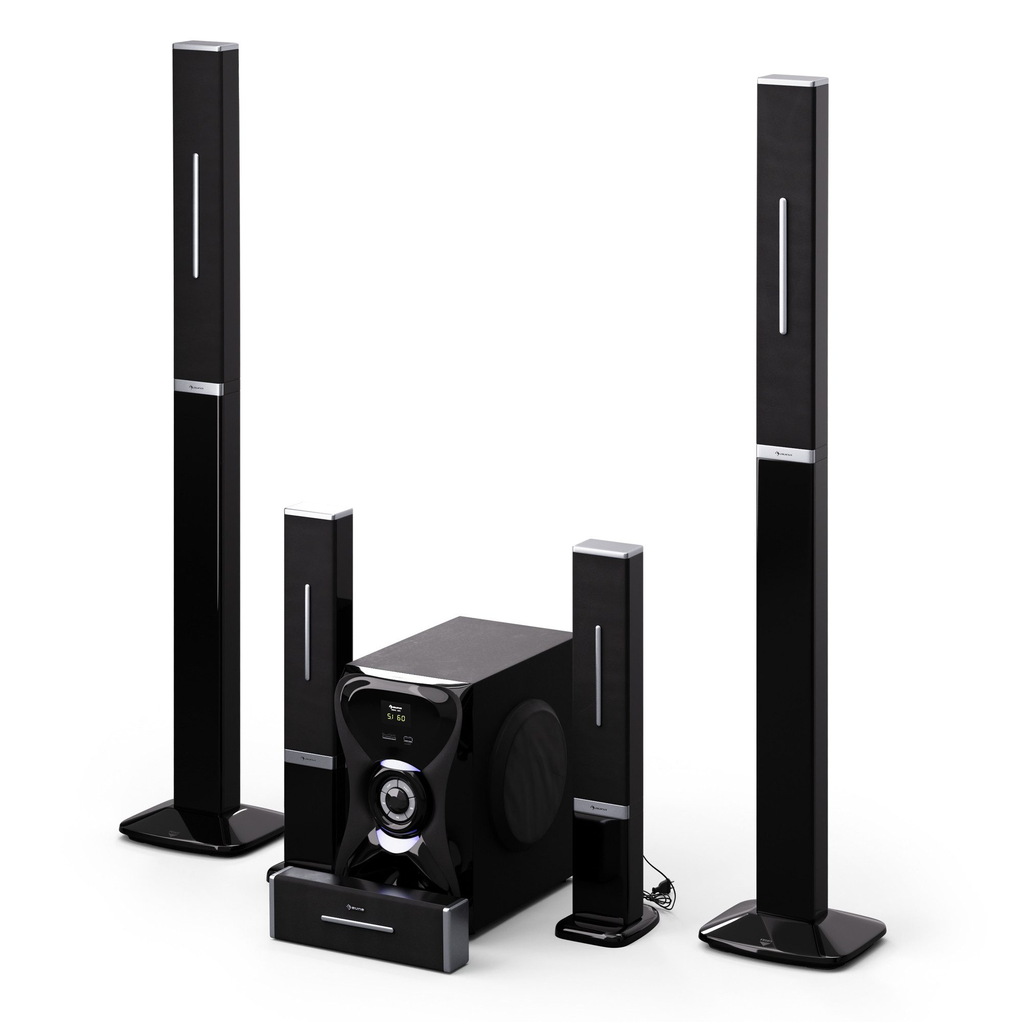 Auna Areal 5.1 Lautsprecher System (Bluetooth, 200 W, 5.1 Wireless Sound System Bluetooth 120 W mit Karaoke-Funktion)