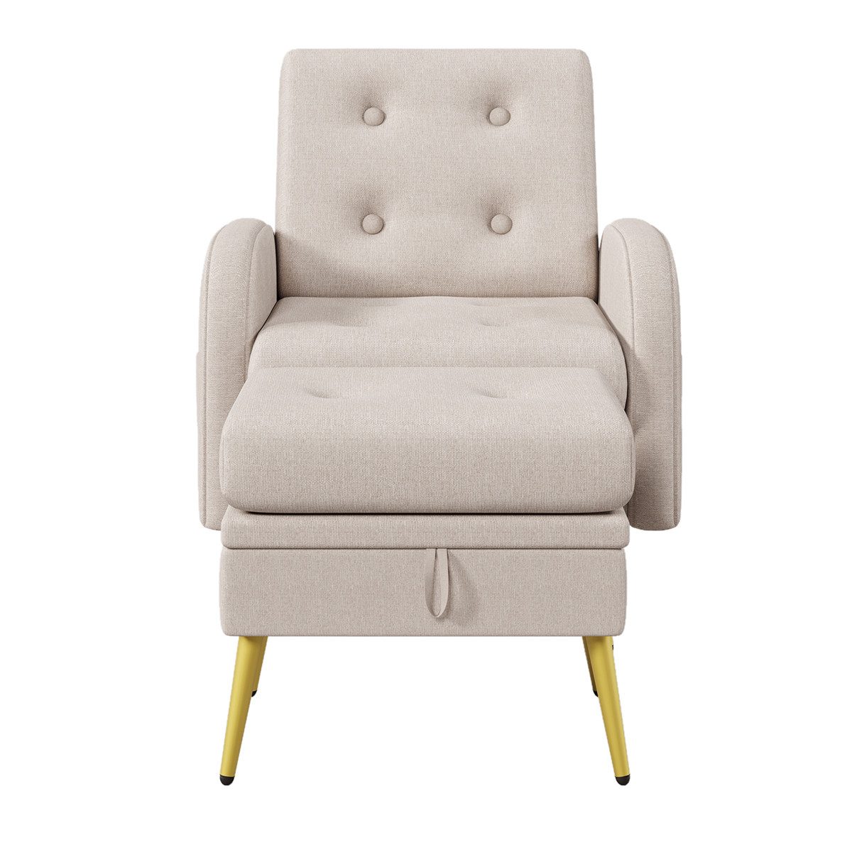 XDeer Chesterfield-Sessel Sessel mit Fußstütze Rückenlehne und Seitlicher Ablage 3-stufig, Verstellbar Neigbar Freizeitsessel Freizeitstuhl