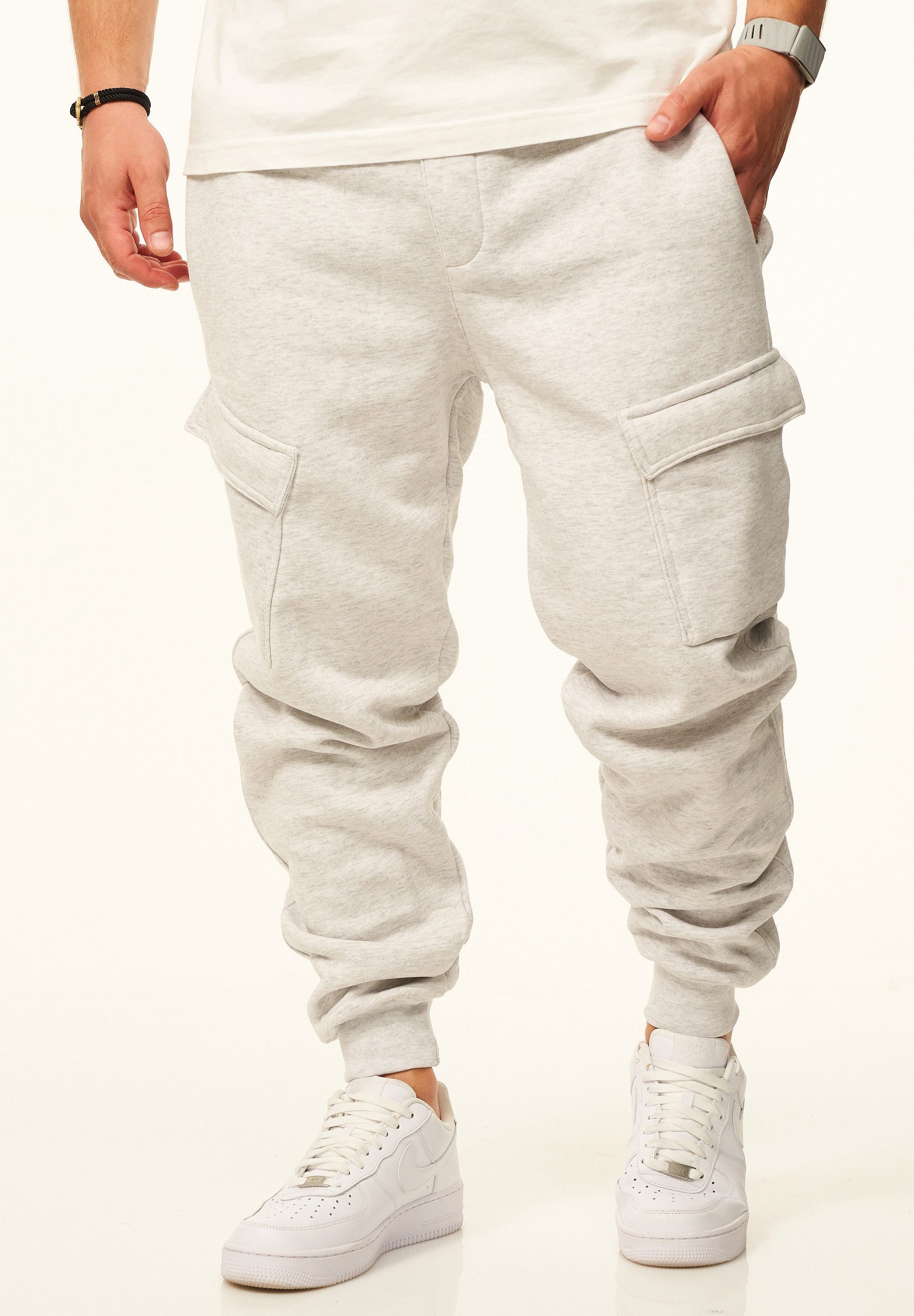 DAILY COTTON Jogginghose als Cargohose - Lange Trainingshose Sweatpants Herren Freizeithose mit Bündchen aus Baumwolle im Regular-Fit