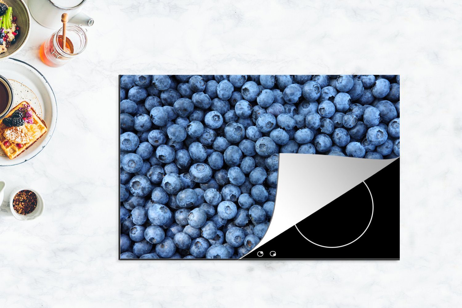Blaubeeren cm, tlg), die Beeren, (1 küche, Herdblende-/Abdeckplatte - Schutz MuchoWow Induktionskochfeld - Vinyl, für 81x52 Obst Ceranfeldabdeckung