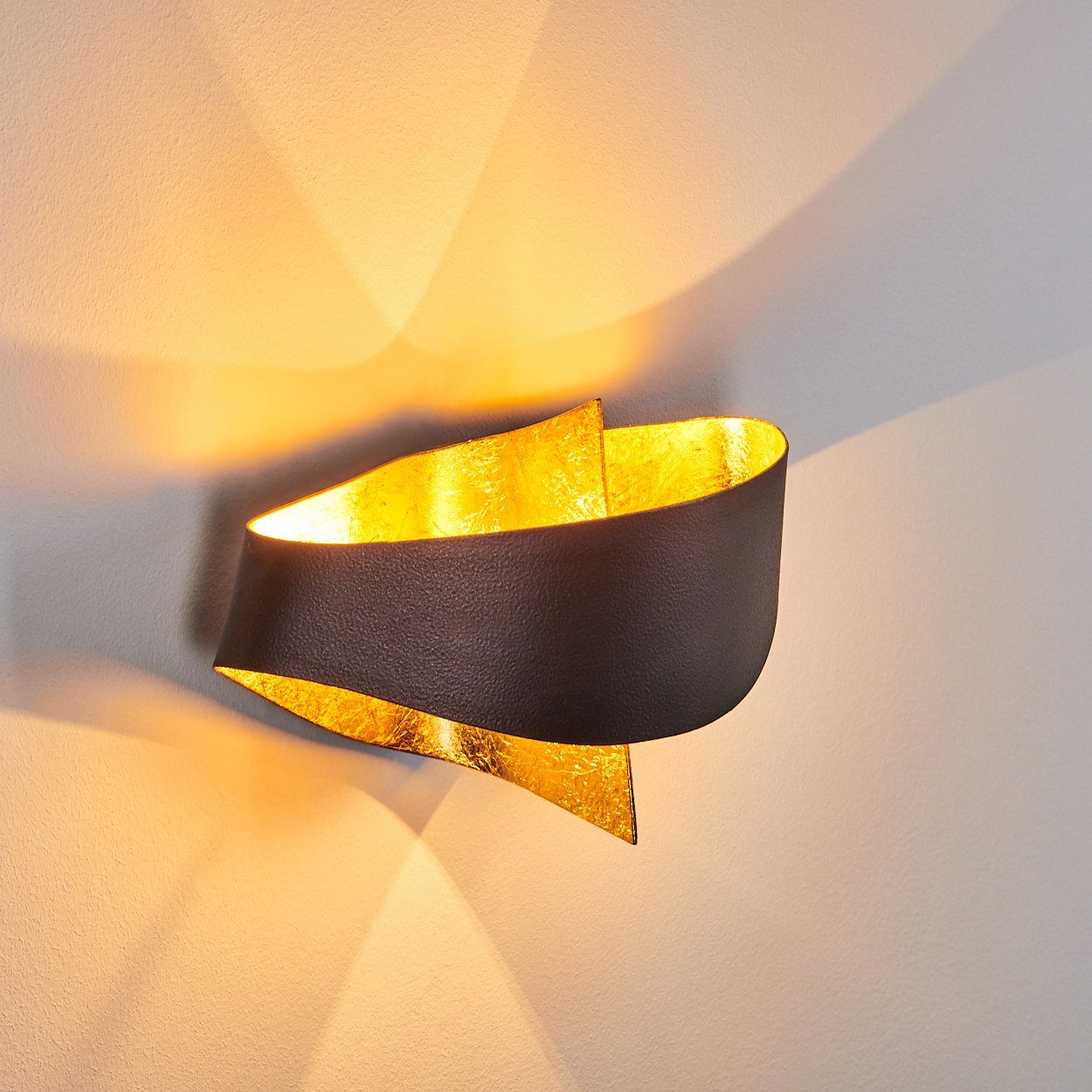mit Down-Effekt, Braun/Gold, ohne Lichteffekt & mit Wandlampe in hofstein aus moderne Metall Zimmerlampe Wandleuchte »Aschi« 2xG9, Up Leuchtmittel,