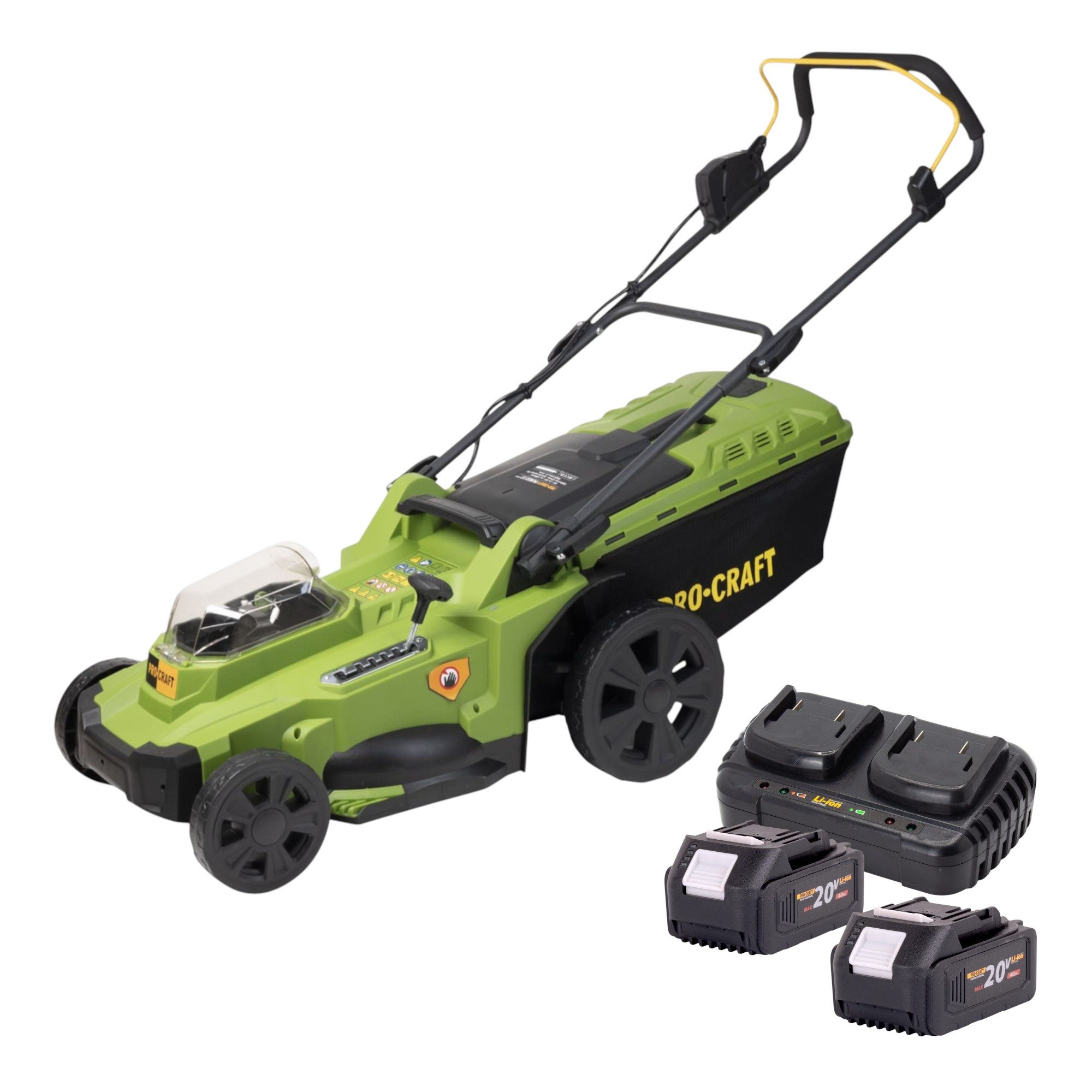 PRO CRAFT Akkurasenmäher PLM22bb Rasenmäher 40 V (2x 20 V) 430 mm + 2x Akku 4,0 Ah + Lader