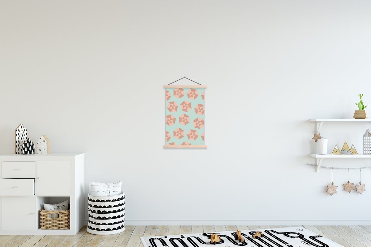 MuchoWow Poster Sommer Sonnenschirme Textilposter - St), Wohnzimmer, - Posterleiste, Abstrakt, (1 Bilderleiste, für Magnetisch