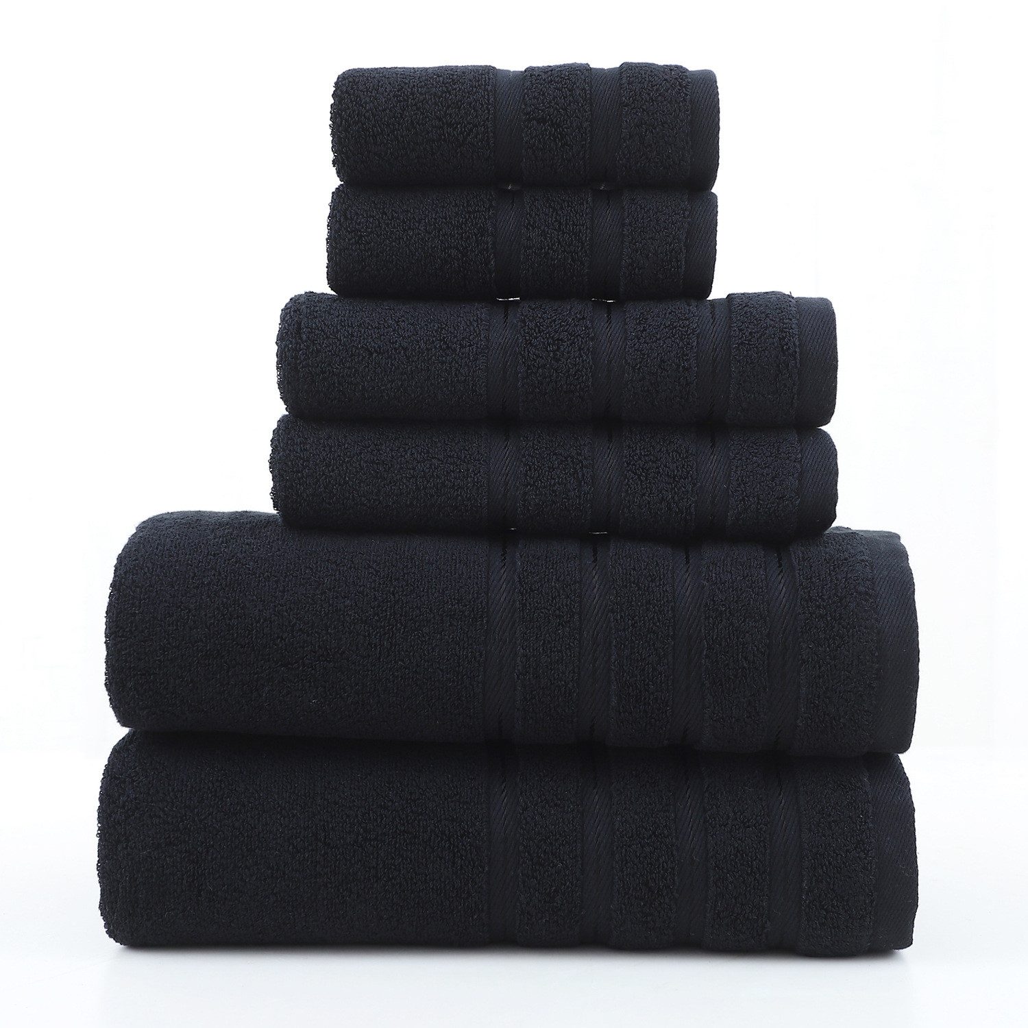 JASLIFE Handtücher Set mit eingewebter Streifenbordüre, weich und saugfähig, 100% Baumwolle (Set, 3-St)