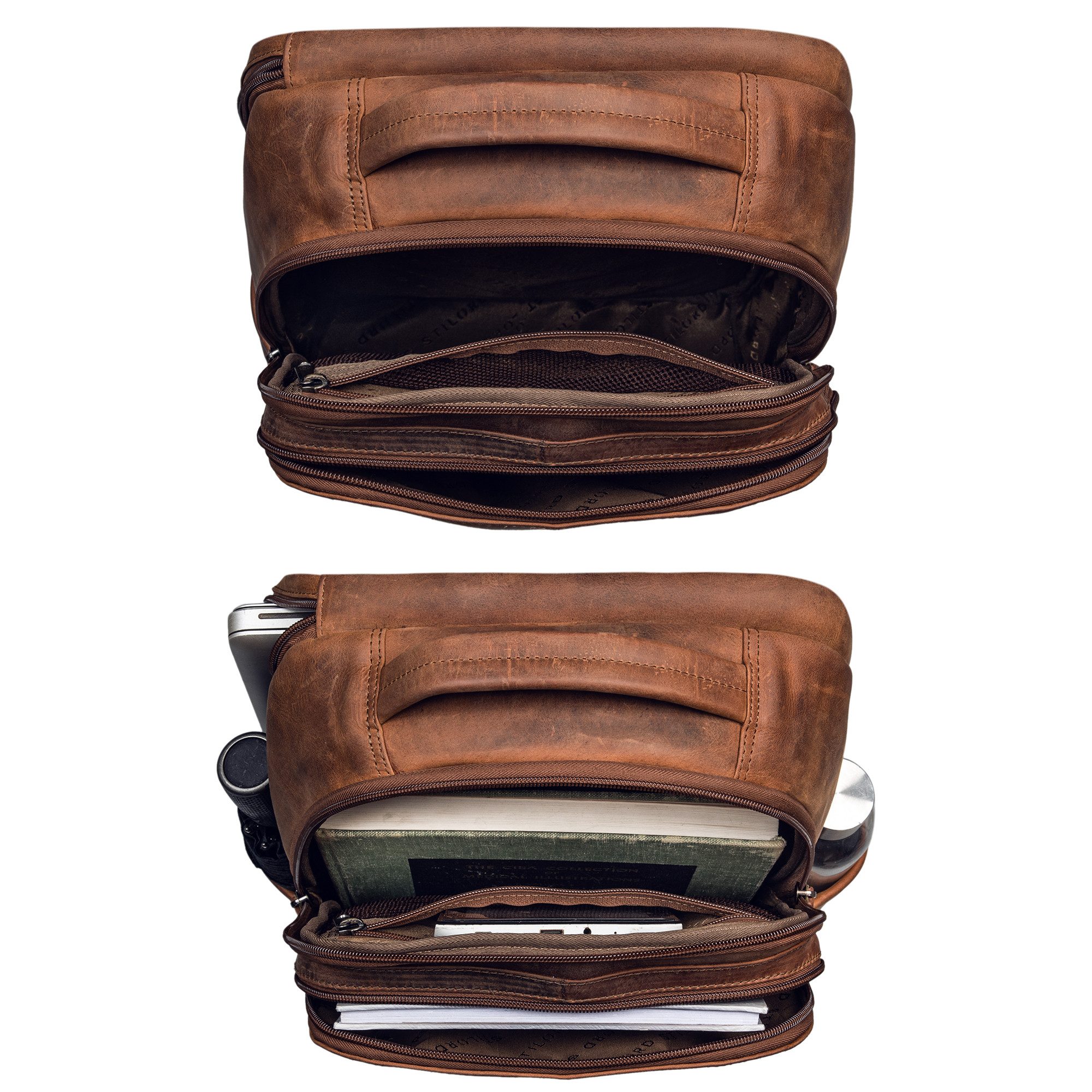 STILORD Notebookrucksack "Thore" Luxuriöser Leder Rucksack mit Laptopfach 17 Zoll