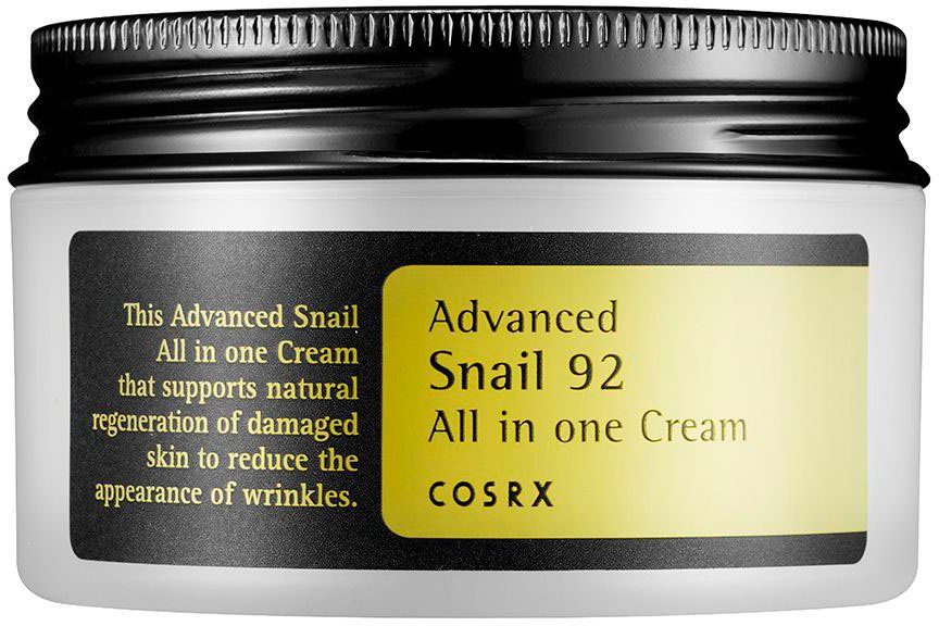 Cosrx Anti-Aging-Creme Advanced Snail 92 All in one Cream, 92% Schneckensekret für intensive Feuchtigkeit und Hautregeneration.