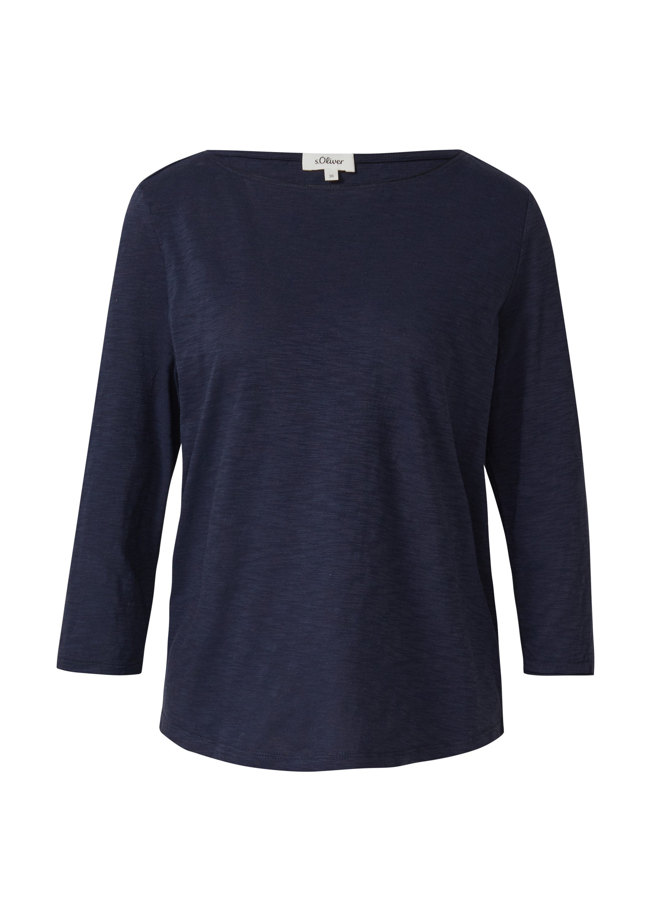 s.Oliver 3/4-Arm-Shirt T-Shirt Shirt mit Flammgarnstruktur und 3/4-Ärmeln günstig online kaufen