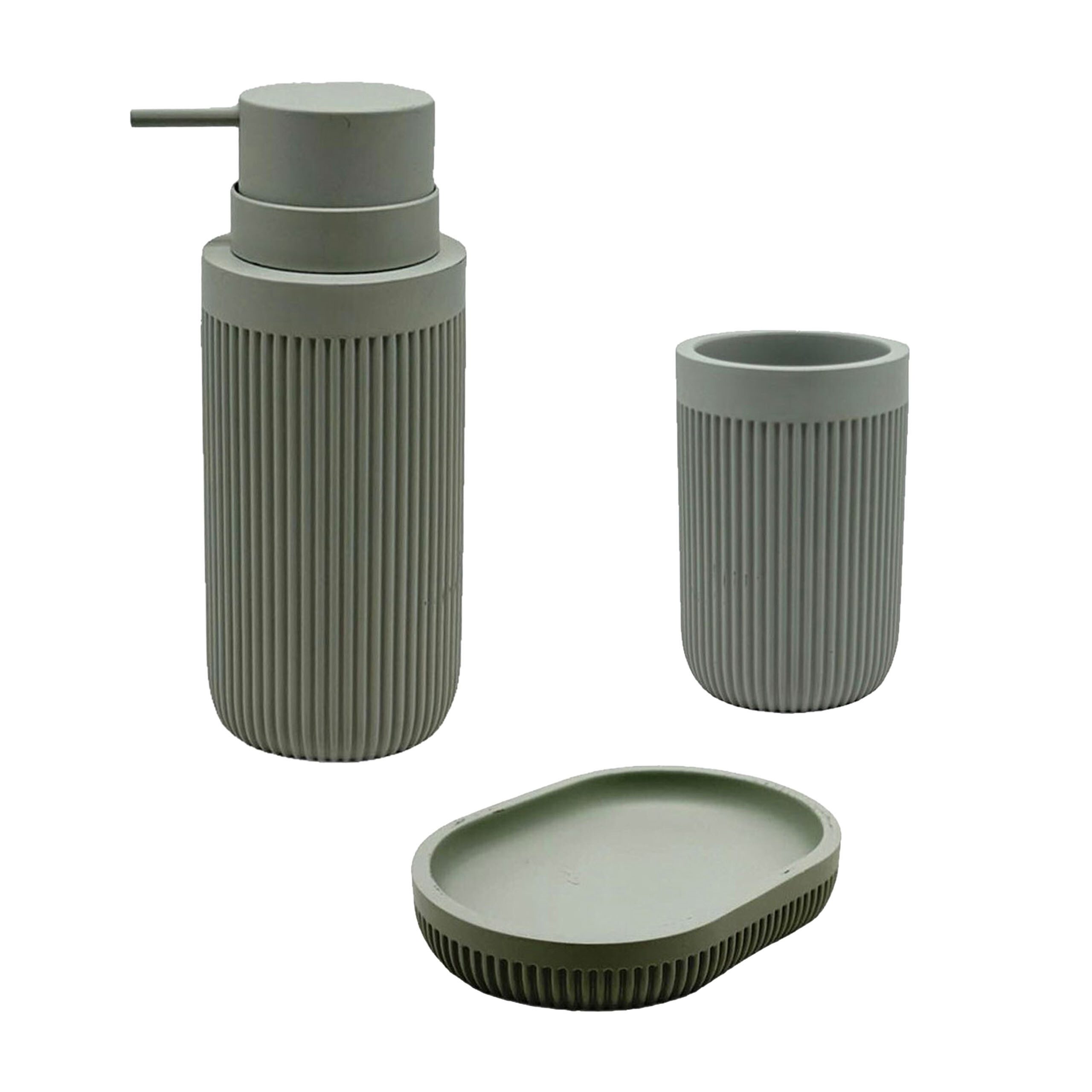 relaxdays Badaccessoire-Set Bad Accessoires 3-teilig, Hellgrau