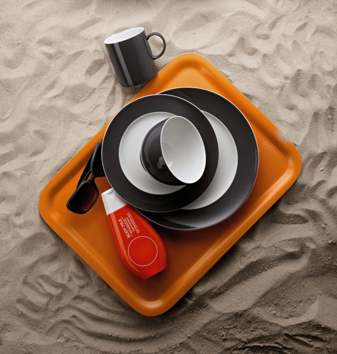 Thomas Porzellan Suppenteller Sunny Day Grey Suppenteller 23 cm, Teller Tief