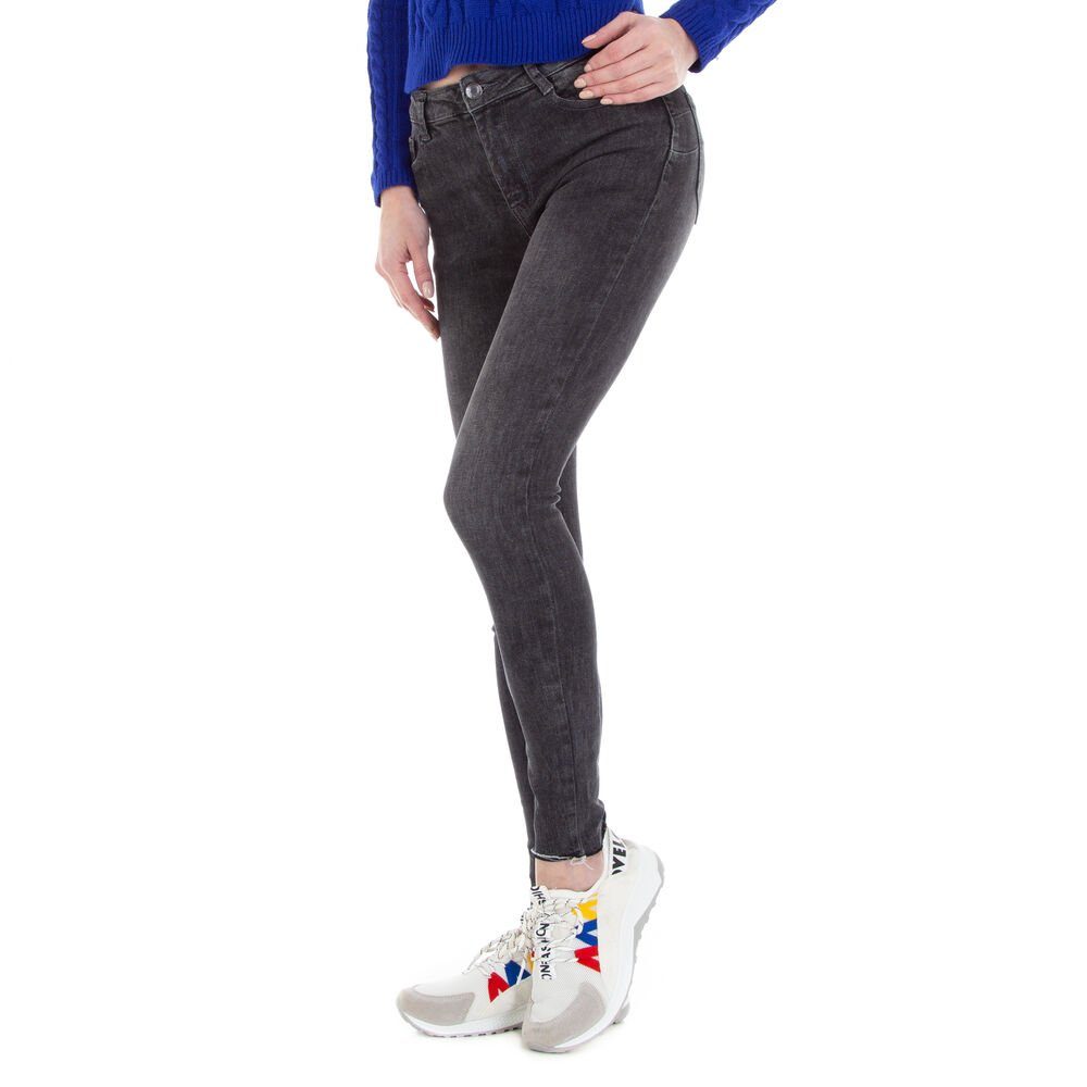 Schwarz Jeans Freizeit Damen Stretch in Skinny Skinny-fit-Jeans Ital-Design