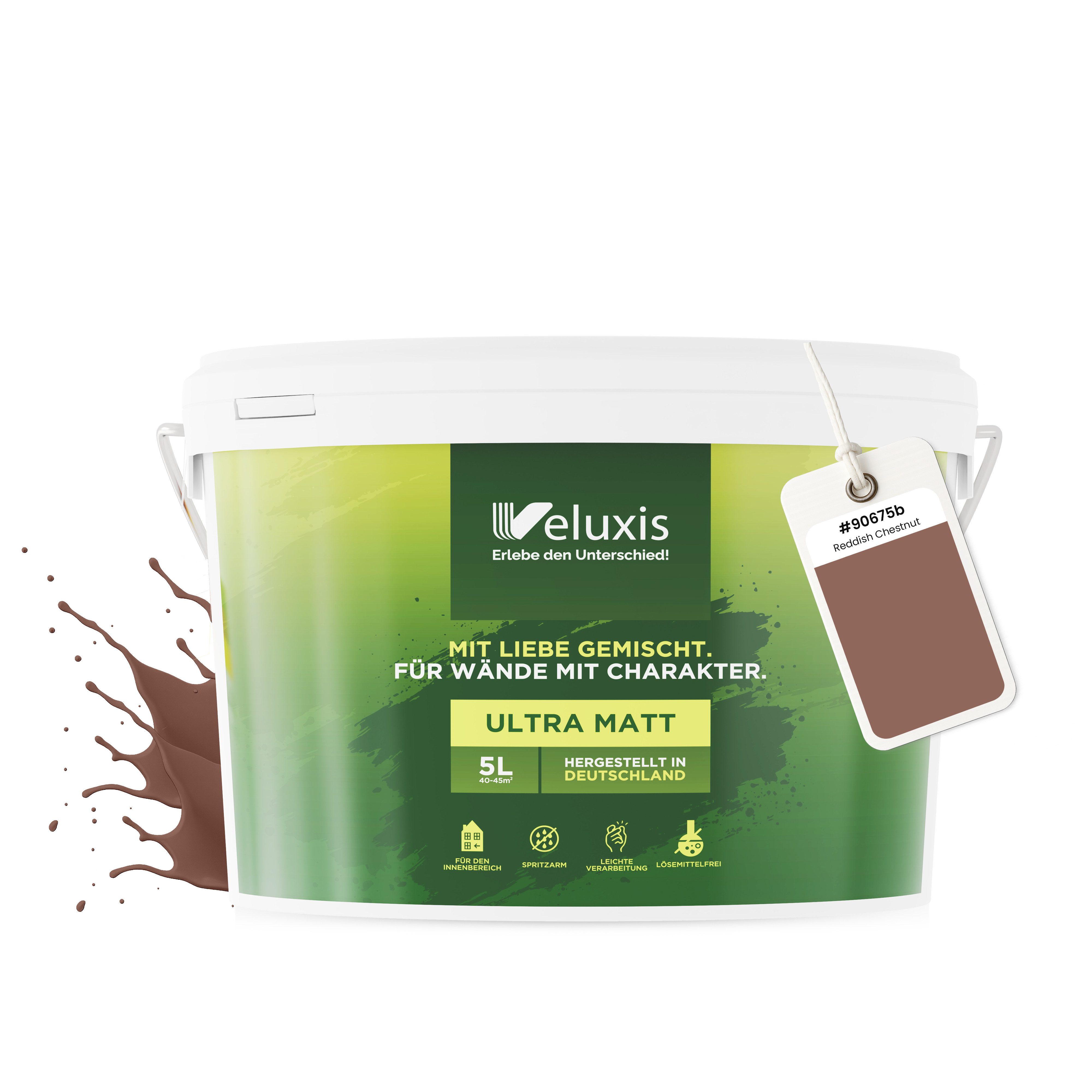 Veluxis Wandfarbe Veluxis® Wandfarbe Universal, Deckkraft-Klasse 1, Streifenfrei, tropfarm & VOC-frei