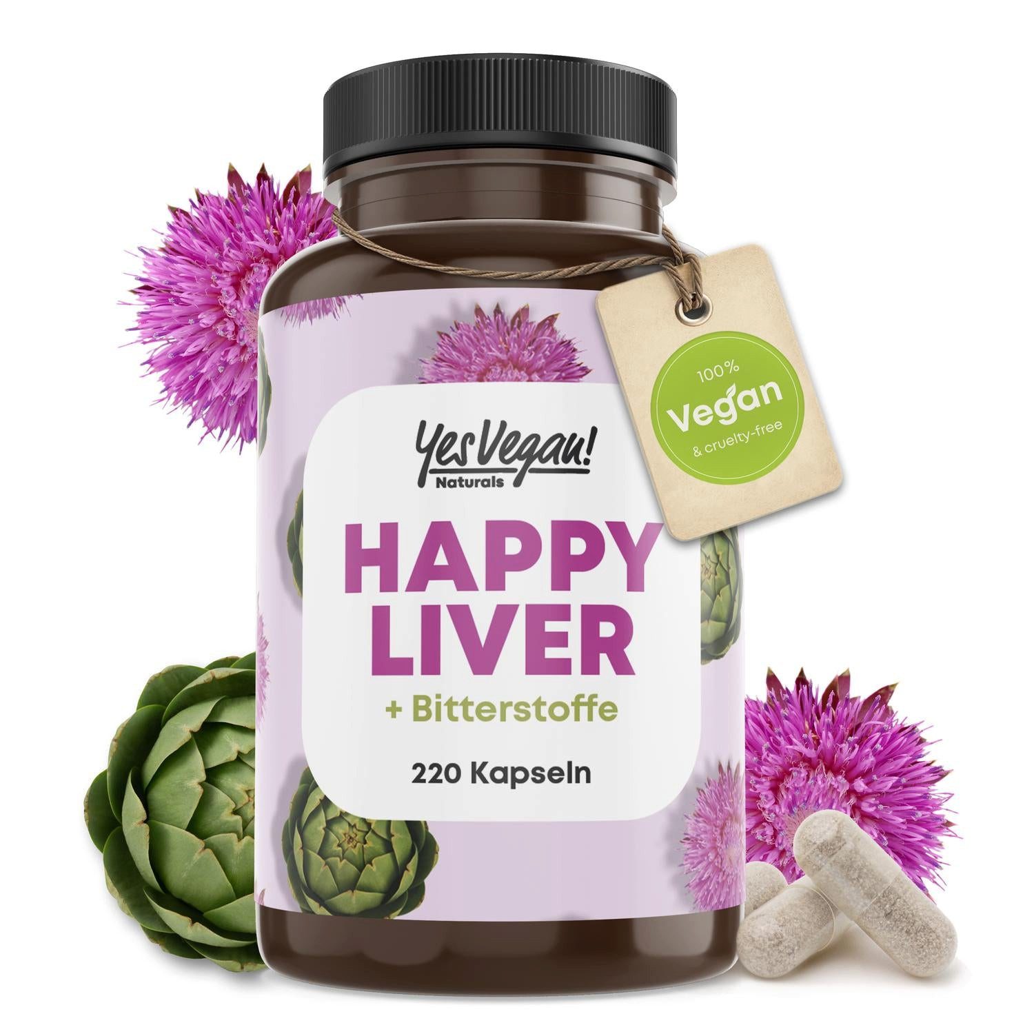 Yes Vegan Leber Komplex mit Mariendistel, Artischocke & Cholin – 220 Kapseln Kapseln, 1 St., 99 g