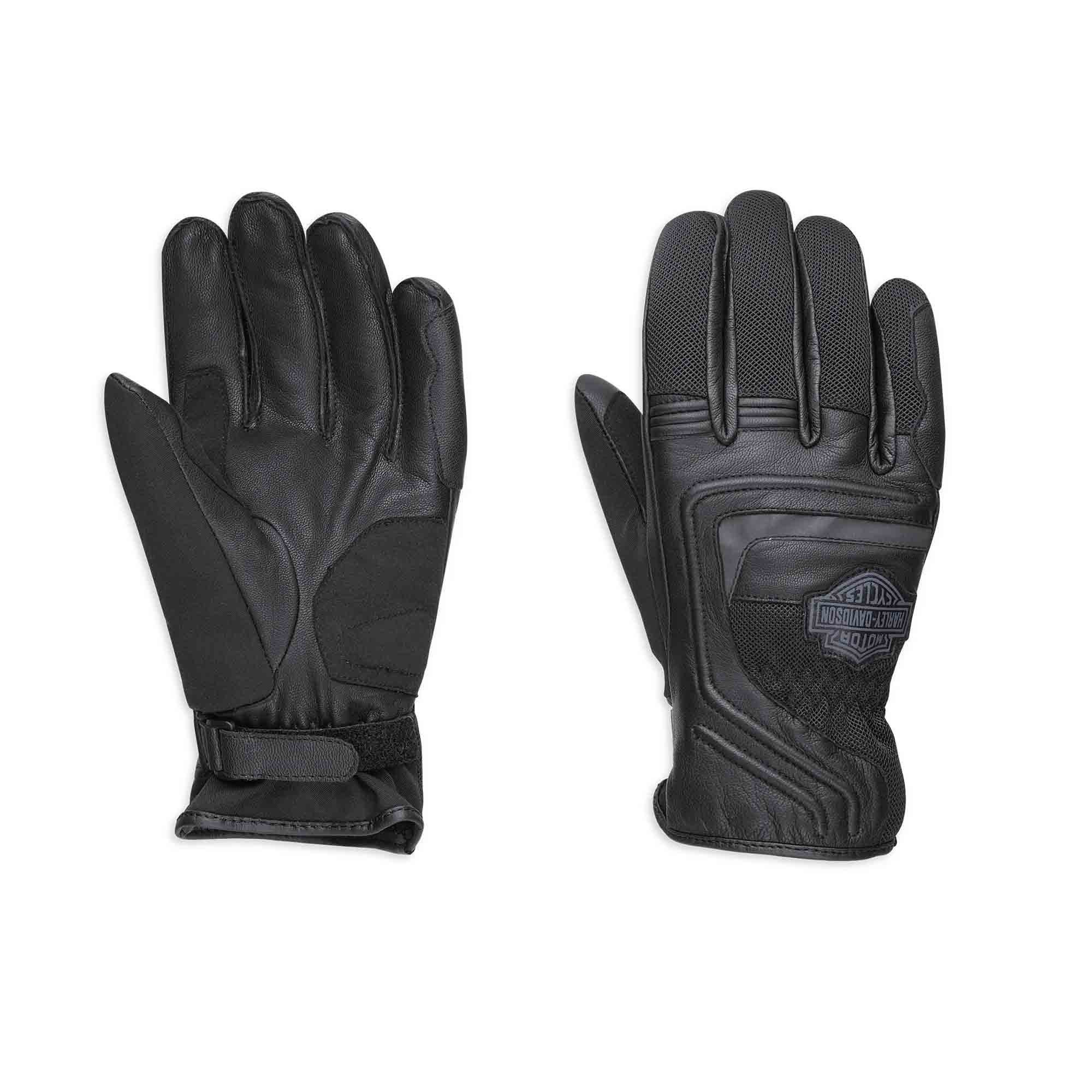 HARLEY-DAVIDSON Motorradhandschuhe Herren Bar & Shield Logo Leder & Mesh Biker Gloves Schutzkleidung Verstärkte Amara-Handfläche, -Daumen und -Zeigefinger.