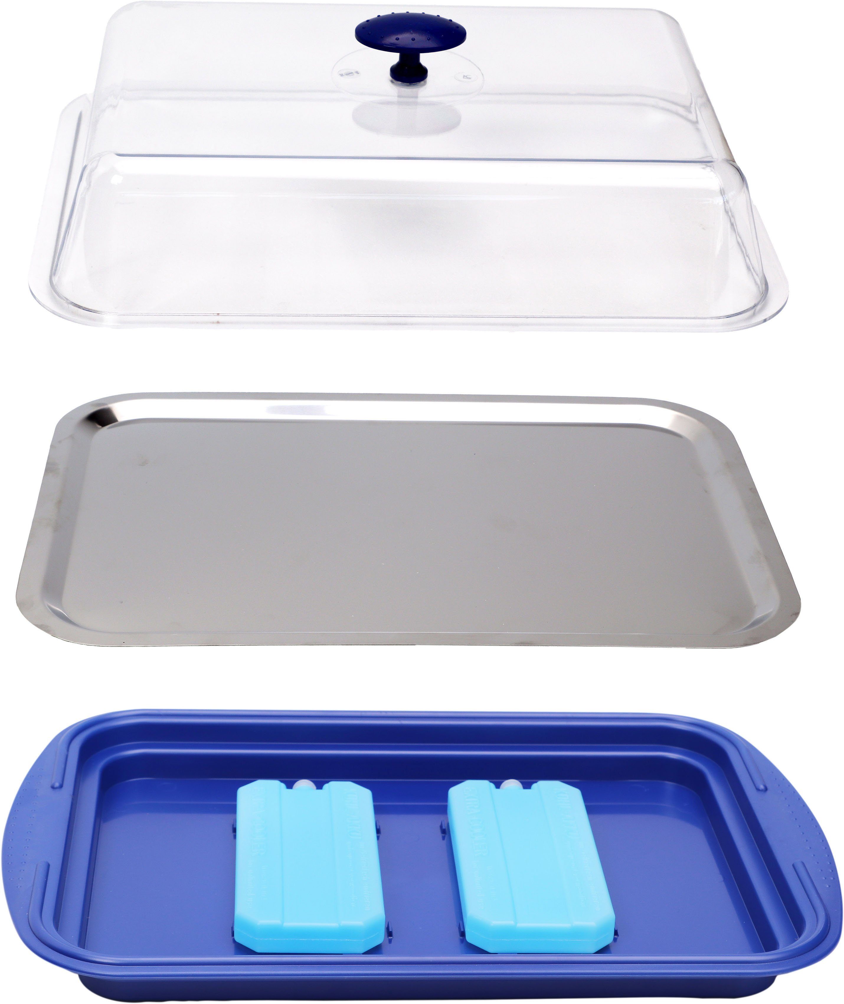 APS Tortenplatte Thermo Tablett Set, Edelstahl, Kunststoff, Kühlfunktion durch 2 Kühlakkus