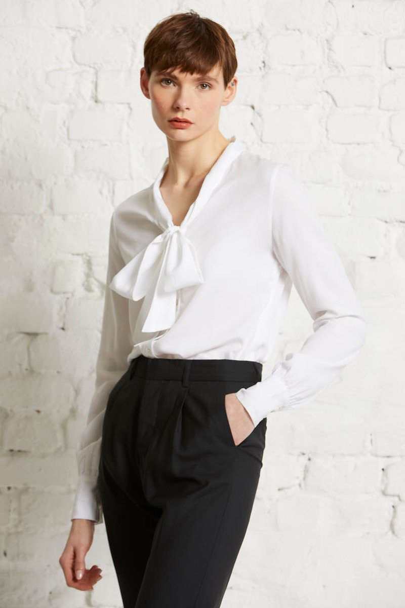 Schluppenbluse Tie neck blouse TENCEL