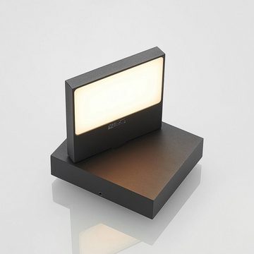 Lucande LED Außen-Wandleuchte Silvan, LED-Leuchtmittel fest verbaut, warmweiß, Modern, Aluminium, Kunststoff, grafitgrau (RAL 840-M), weiß, 1