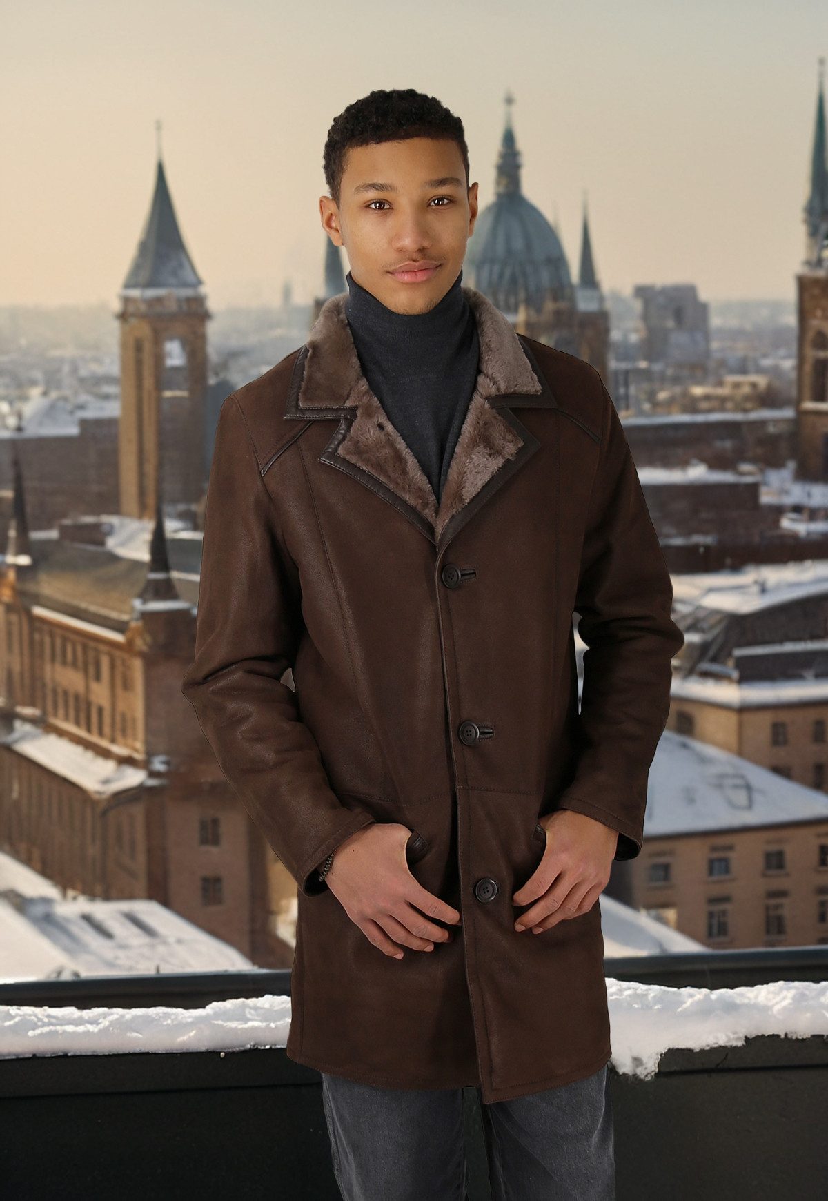 Hollert Wintermantel Lammfellmantel Antonio Chocolate günstig online kaufen