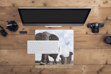 MuchoWow Gaming Mauspad Elefantenherde (1-St), Mousepad mit Rutschfester Unterseite, Gaming, 40x40 cm, XXL, Großes