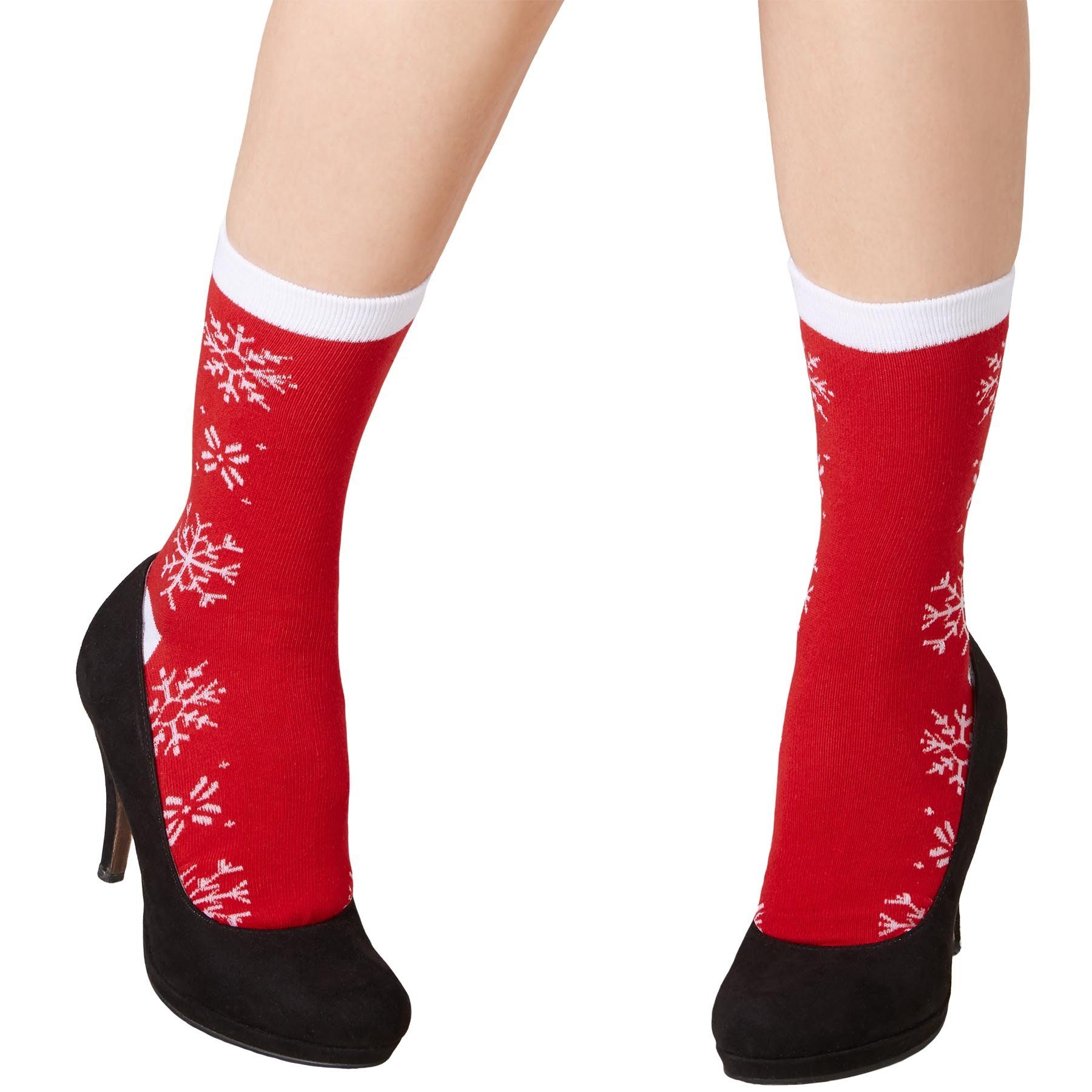 dressforfun Kuschelsocken Flauschsocken, Socken für die Weihnachtszeit in Rot und Weiß (Haussocken, Konfektionsgröße 0 in rot/weiß) Dehnbarer Bund für guten Sitz, Atmungsaktiv und klimaregulierend
