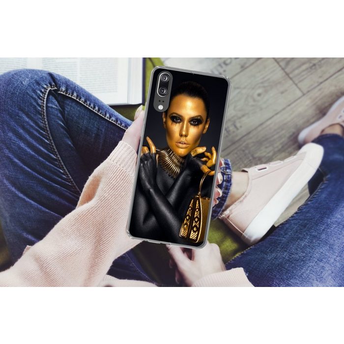 MuchoWow Handyhülle Make-up - Tasche - Gold - Luxus - Frau Handyhülle Huawei P20 Handy Case Silikon Bumper Case VZ10865