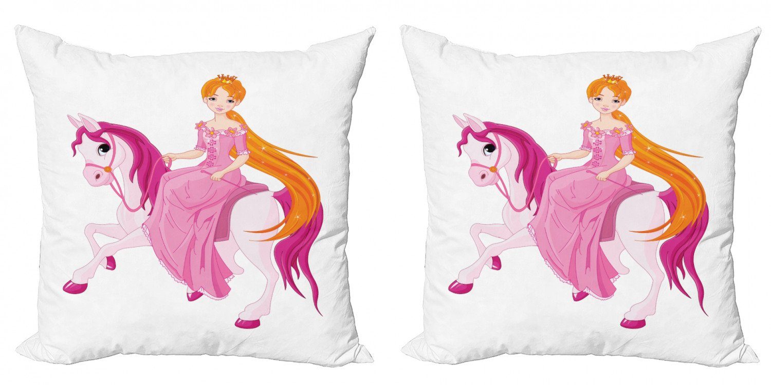 Prinzessin Accent Pferd Digitaldruck, Pony Stück), Mähne (2 Doppelseitiger Modern Abakuhaus auf Kissenbezüge Pinkish