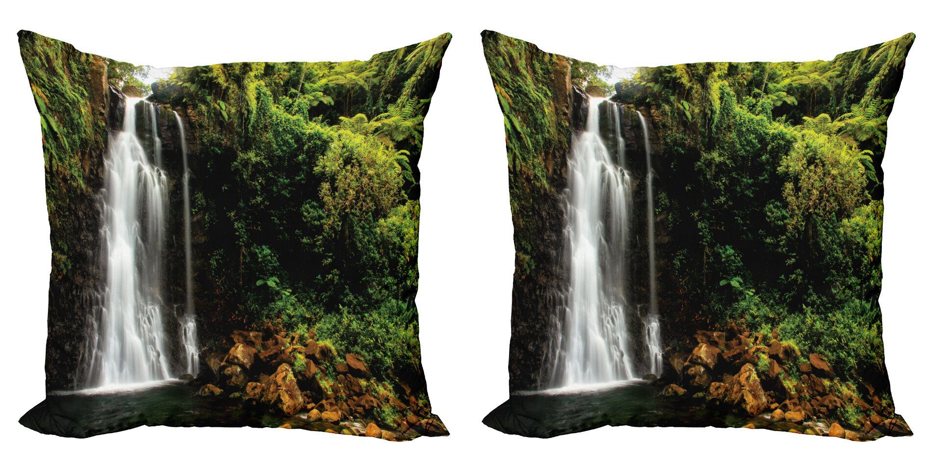 Kissenbezüge Modern Accent Doppelseitiger Digitaldruck, Abakuhaus (2 Stück), Fidschi Tavoro Wasserfälle