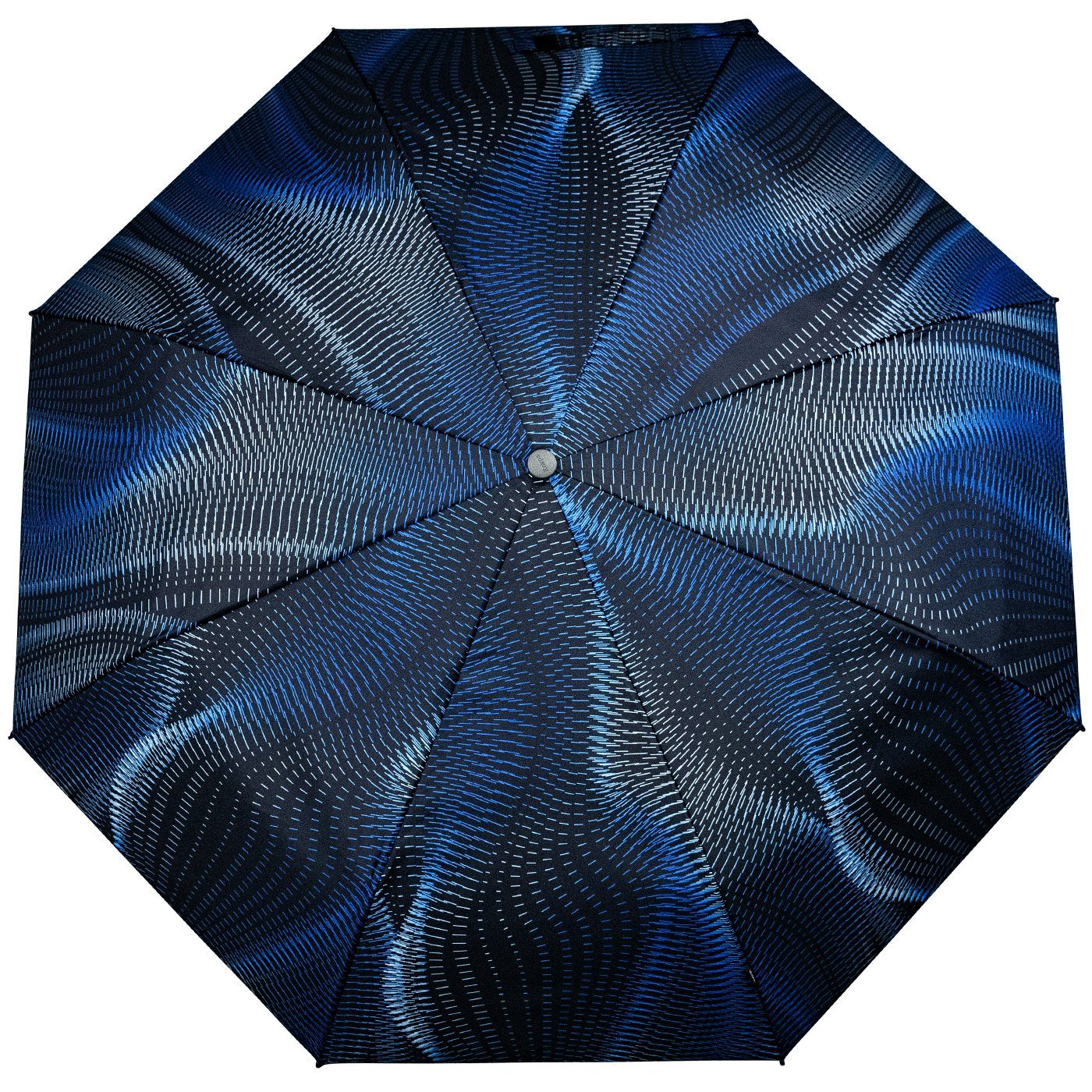 Knirps® Taschenregenschirm E.200 Duomatic Damen Sound mit schwarz-blau ocean Auf-Zu-Automatik, Linien-Muster - mit Schirm
