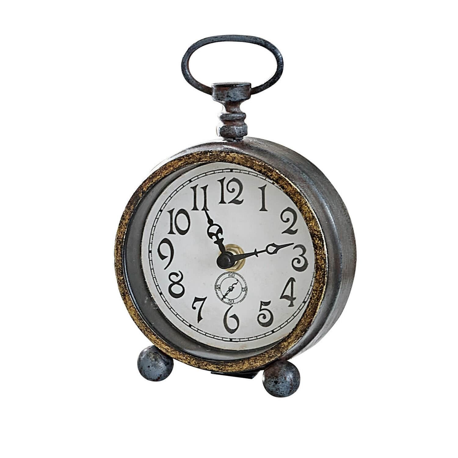 Mirabeau Wanduhr Uhr Borvin antikschwarz (Nostalgie pur, Eisen mit Antik-Finish, Hübscher Griff)