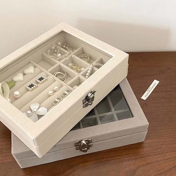 FIDDY Schmuckkassette Aufbewahrungsbox für Damenschmuck für Halsketten, Ringe und Ohrringe (1 St)