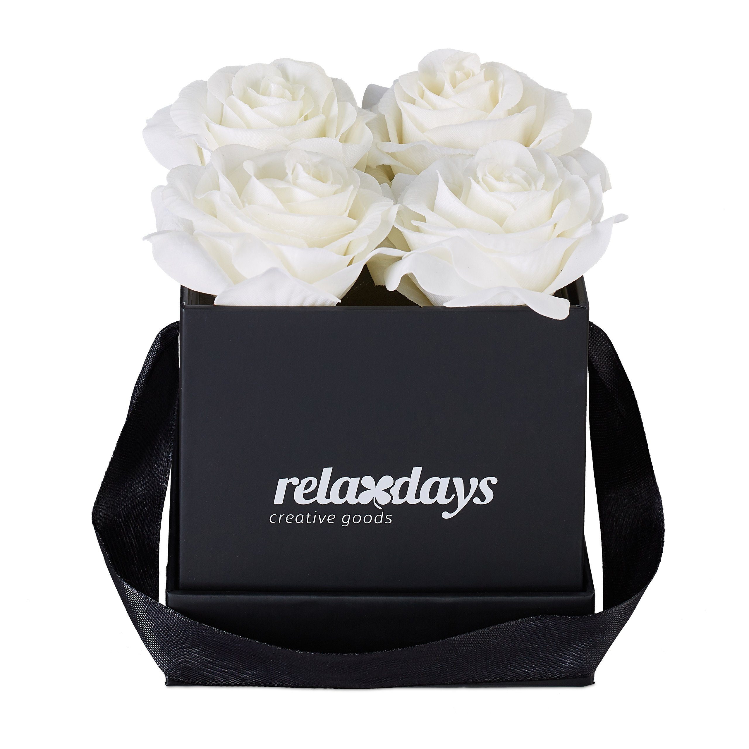 Kunstliche Zimmerpflanze Schwarze Rosenbox Eckig 4 Rosen Relaxdays Hohe 13 Cm Online Kaufen Otto