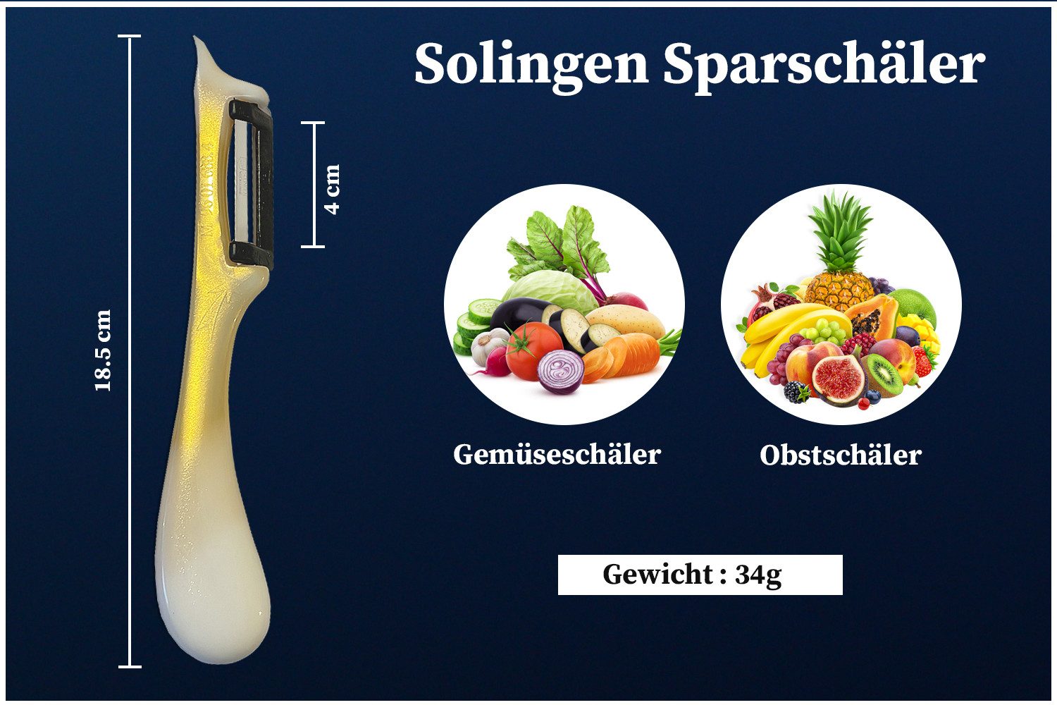 SMI Sparschäler Solingen Sparschäler Gemüseschäler Kartoffelschäler für die Küche, (2-tlg., 2 tlg), Rechts- und Linkshänder nach klingen wechseln