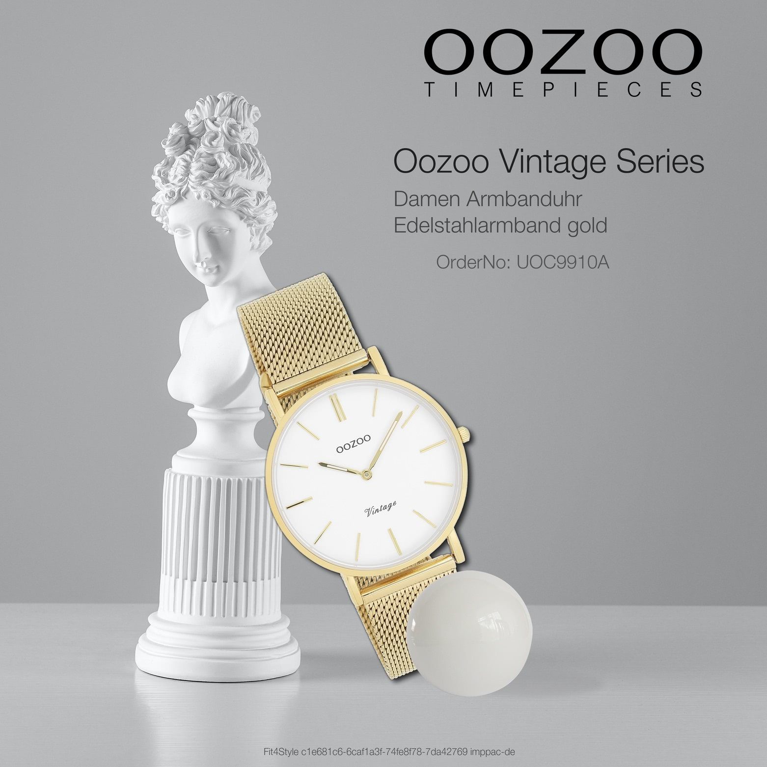 Series, OOZOO (ca. Unisex-Uhr Edelstahlarmband, Armbanduhr Fashion-Style Vintage Quarzuhr mittel Damen Oozoo 36mm) rund,