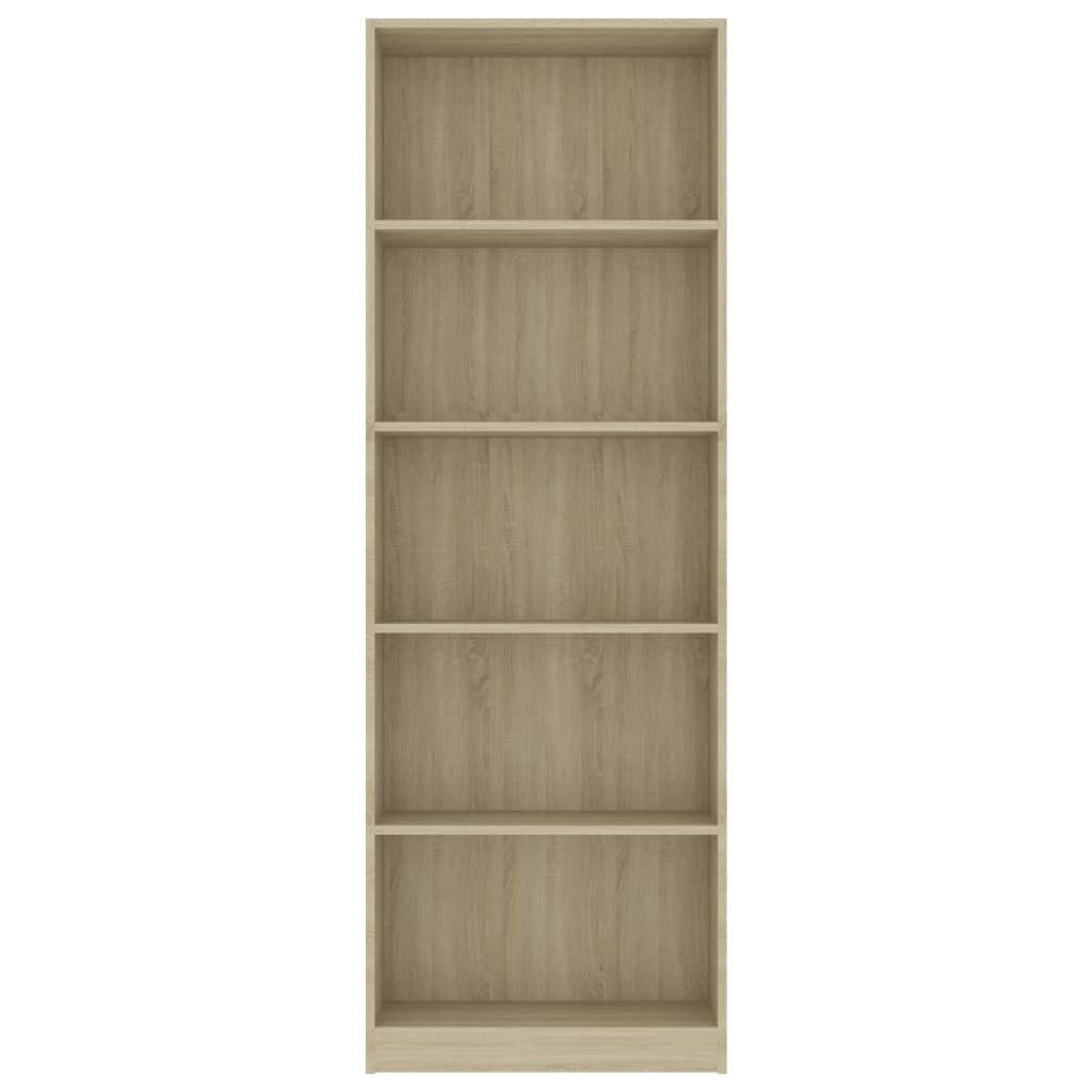 furnicato Bücherregal 5 Sonoma-Eiche Fächer Holzwerkstoff 60x24x175 cm