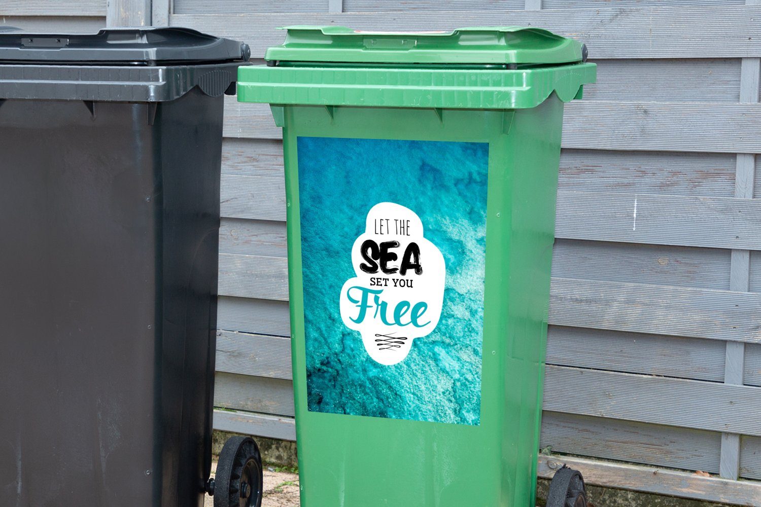 - Sommer Sticker, Container, St), Wandsticker Zitate MuchoWow Meer Mülleimer-aufkleber, (1 Abfalbehälter - Mülltonne,