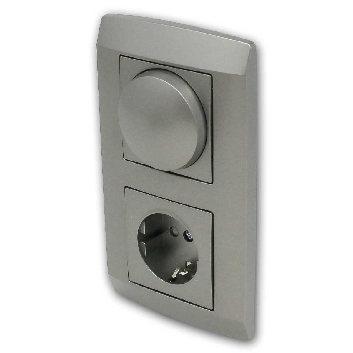 TEM Drehdimmer LOGIQ LED Dimmer-Schalter mit Steckdose titan