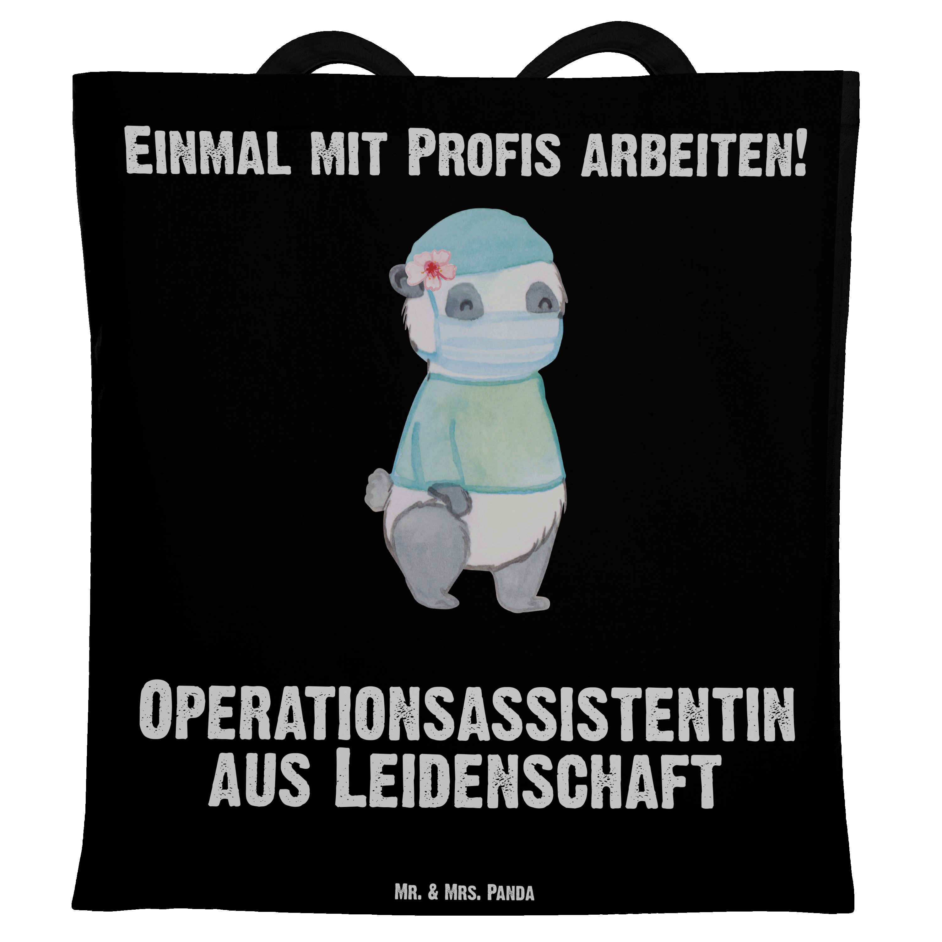& Panda aus Tragetasche Geschenk, Operationsassistentin Schwarz - (1-tlg) Mr. - Leidenschaft Operatio Mrs.