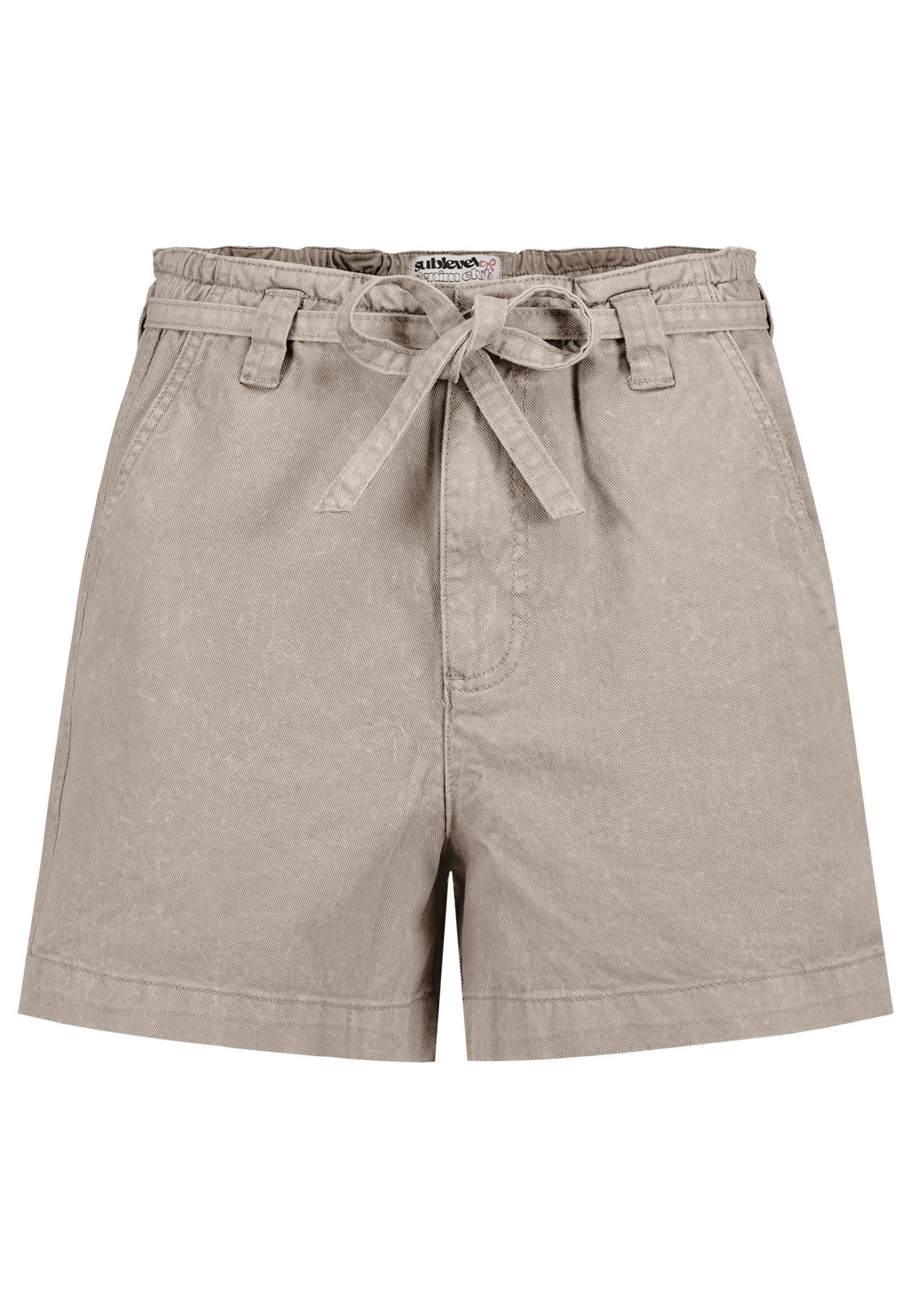 SUBLEVEL Jeansshorts Damen Denim Shorts mit Gummibund Coloured Denim Shorts, Bindegürtel