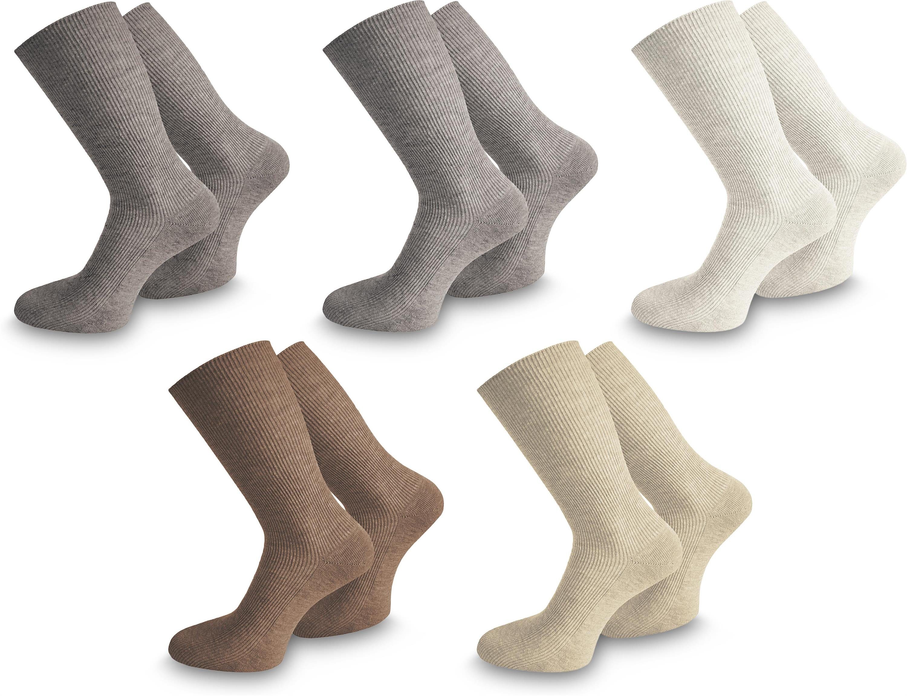 normani Diabetikersocken 10 Paar Gesundheitssocken mit hohem Baumwollanteil (10 Paar) ohne einschneidendes Bündchen