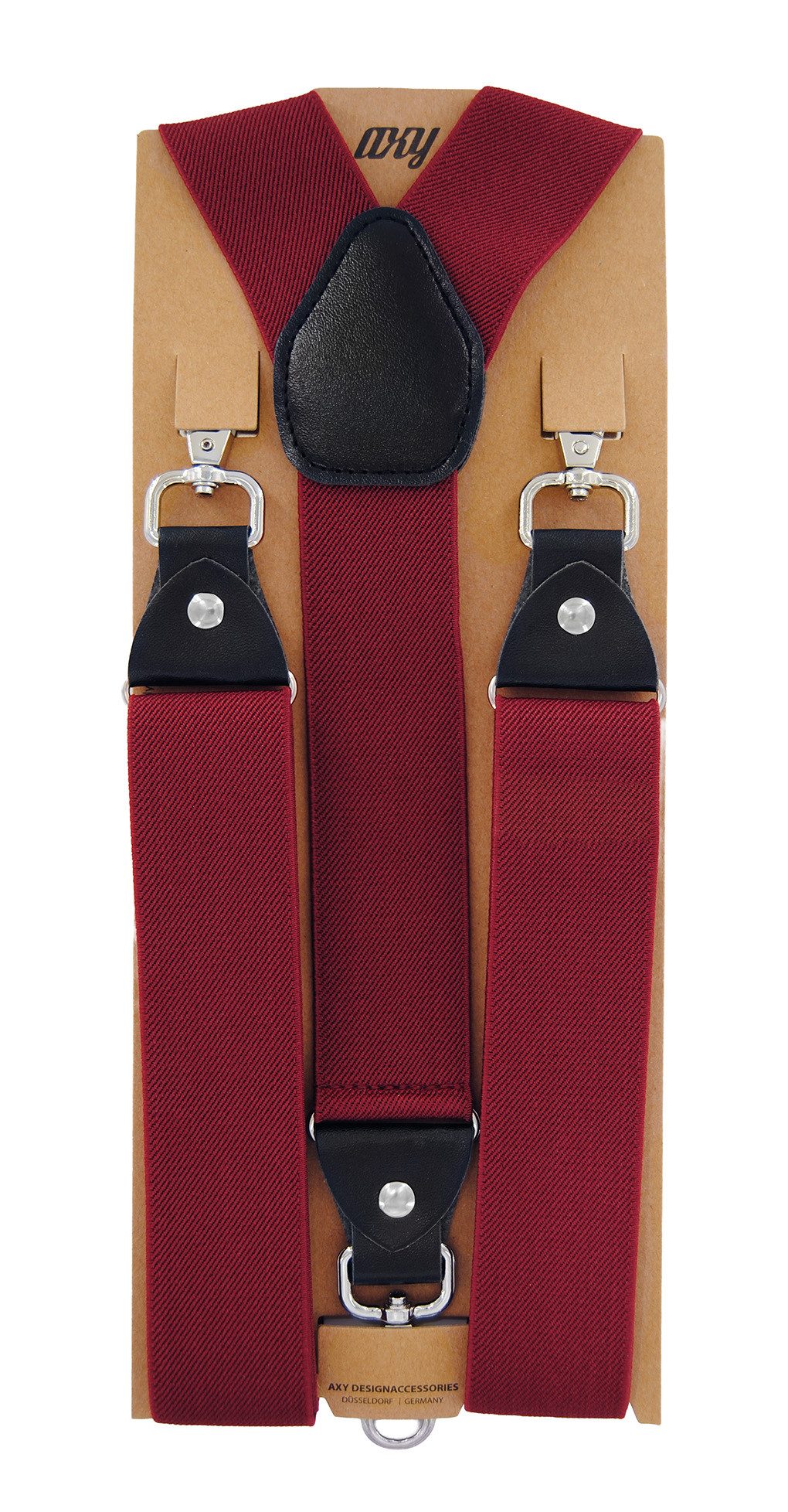 axy Hosenträger Herren Y-Form 3,5 cm breit, elastisch, mit 3 robusten Karabinern verstellbar 120cm Lang für Anzug Jeans Chinos Rockabilly Suspenders