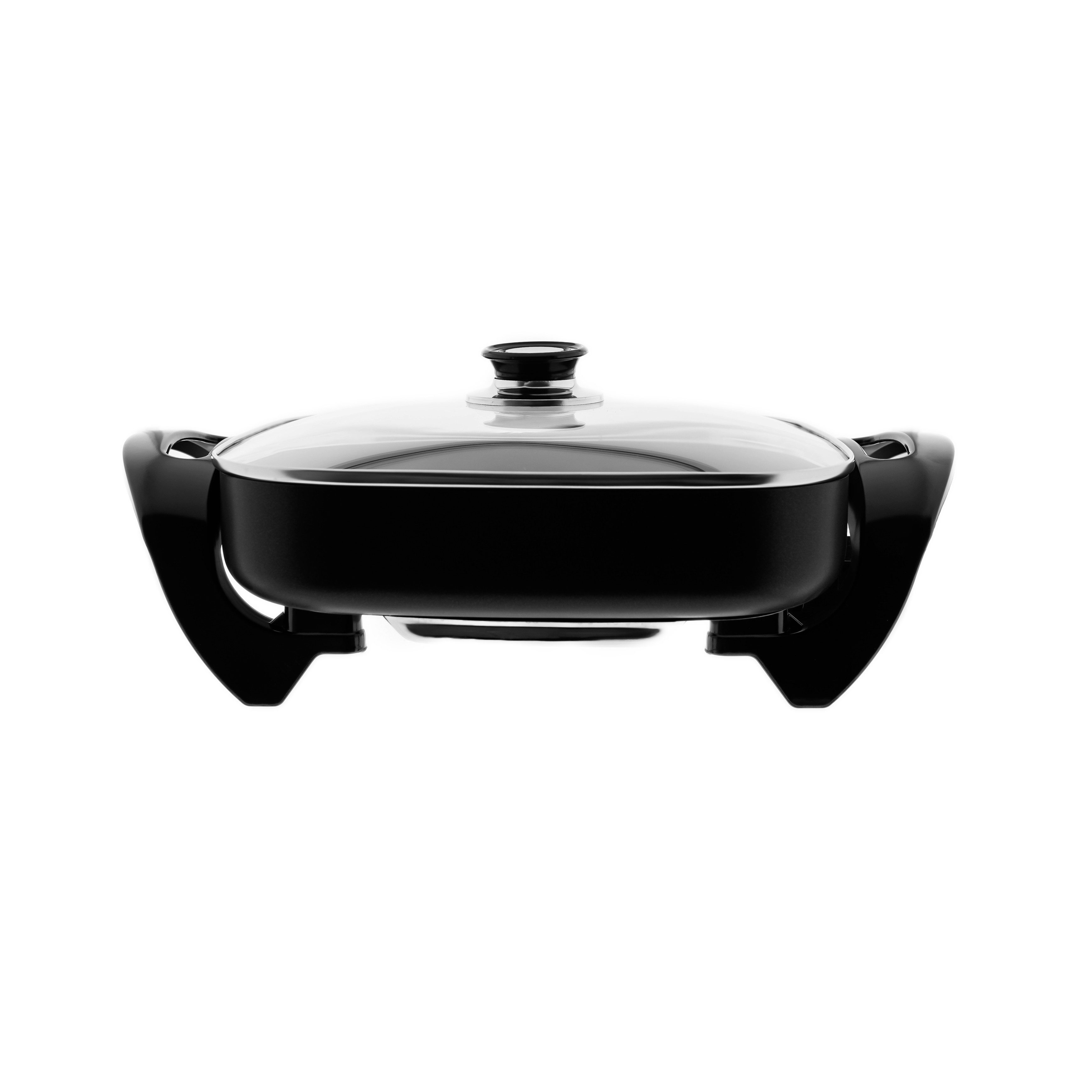 COFI 1453 Elektrische Multipfanne 30 x 30 cm - Pizzapfanne 1500W in Schwarz, 1500 W, mit Antihaftbeschichtung, Schwarz, 30 x 30 cm, Glasdeckel