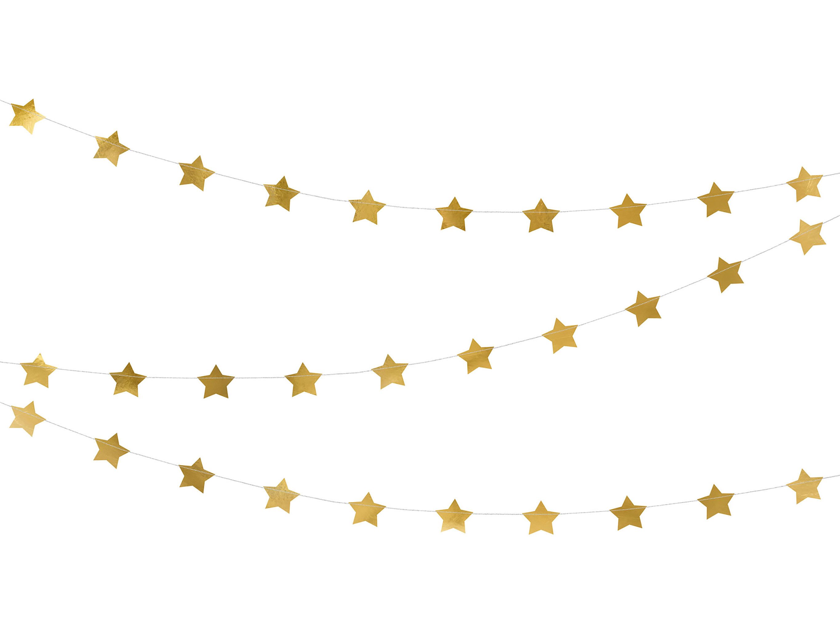partydeco Girlande, Girlande Sterne 3,6m Gold