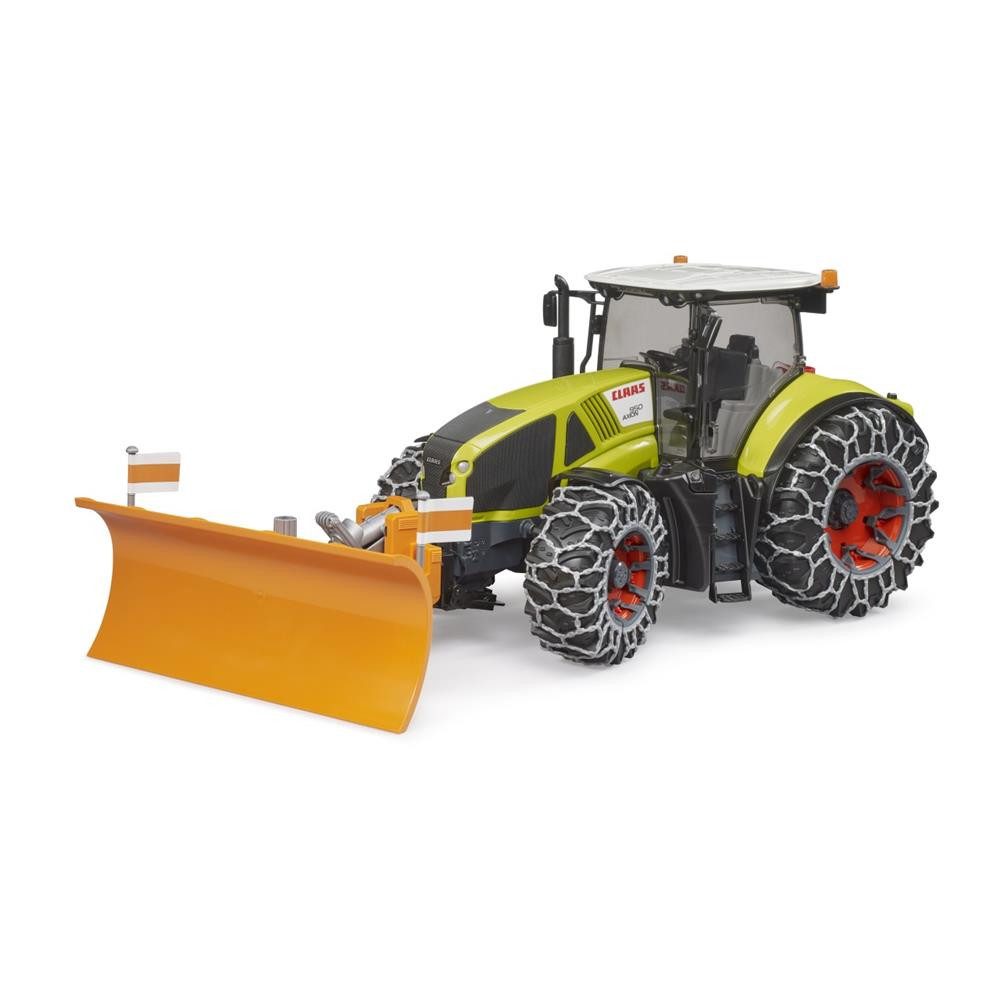 Bruder® Spielzeug-Traktor 03018 Claas Axion 950 Traktor mit Schneeketten und Räumschild, Maßstab 1:16 Winterdienst Motorhaube zum Öffnen