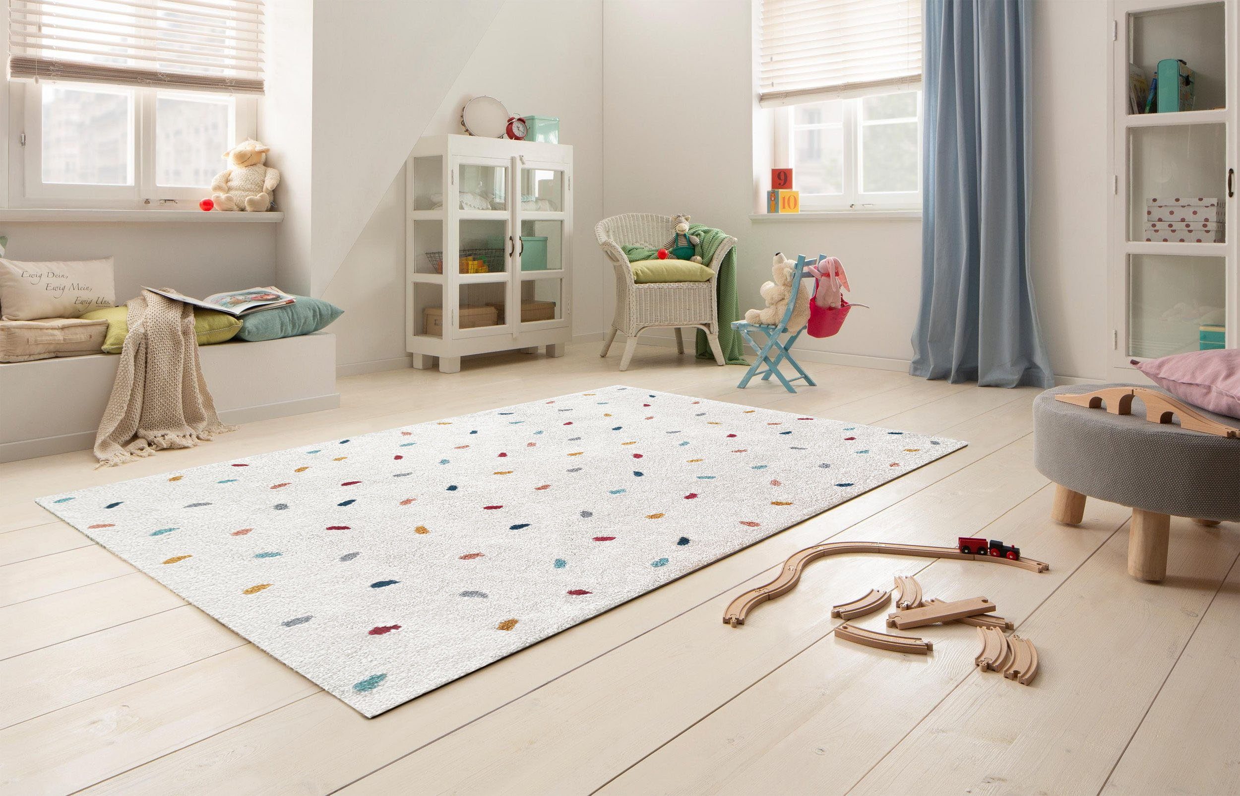 my home Kinderteppich Odan, Hochflor-Teppich, rechteckig, Höhe: 20 mm, bunt günstig online kaufen