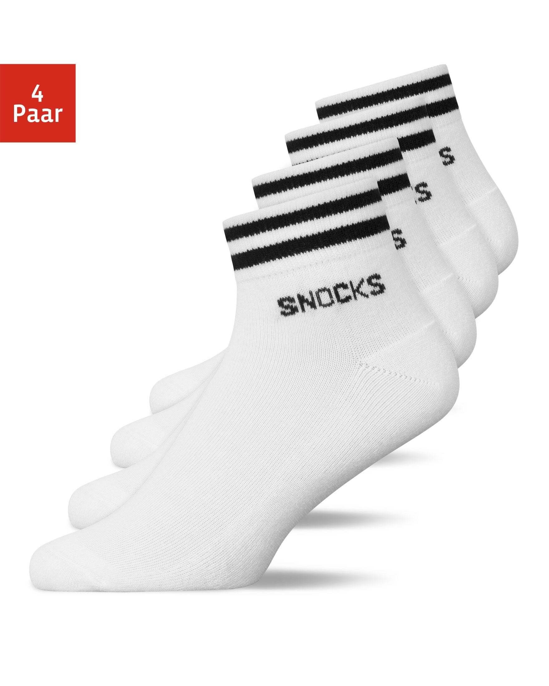 SNOCKS Sneakersocken kurze Socken für Herren & Damen (4-Paar) halbhoch und mit verstärkter Sohle, aus Bio-Baumwolle