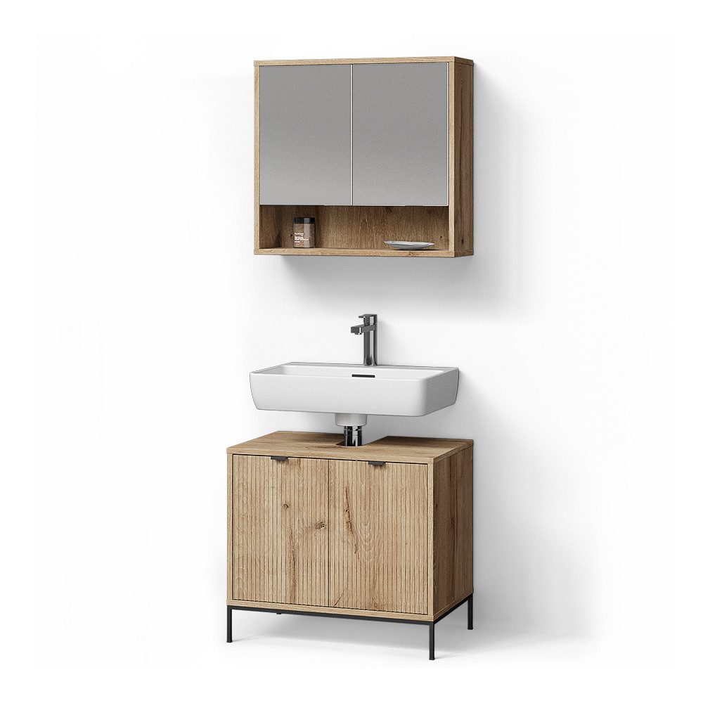 Livinity® Badmöbel-Set ATERNO, Viking Oak, 2-teilig, (2-St)