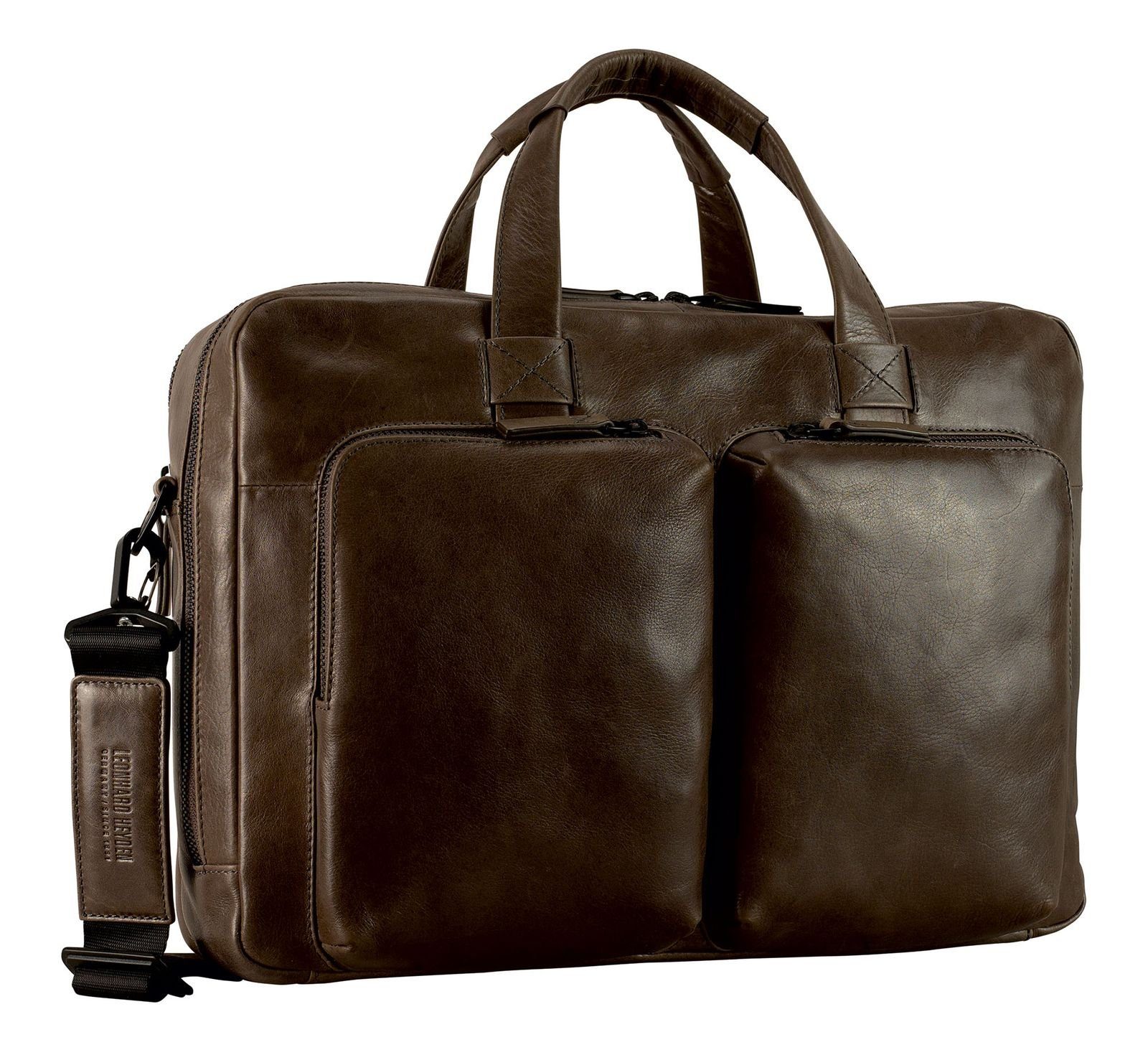 Leonhard Heyden Businesstasche Zip Briefcase 2 Compartment, aus echtem Rindsleder