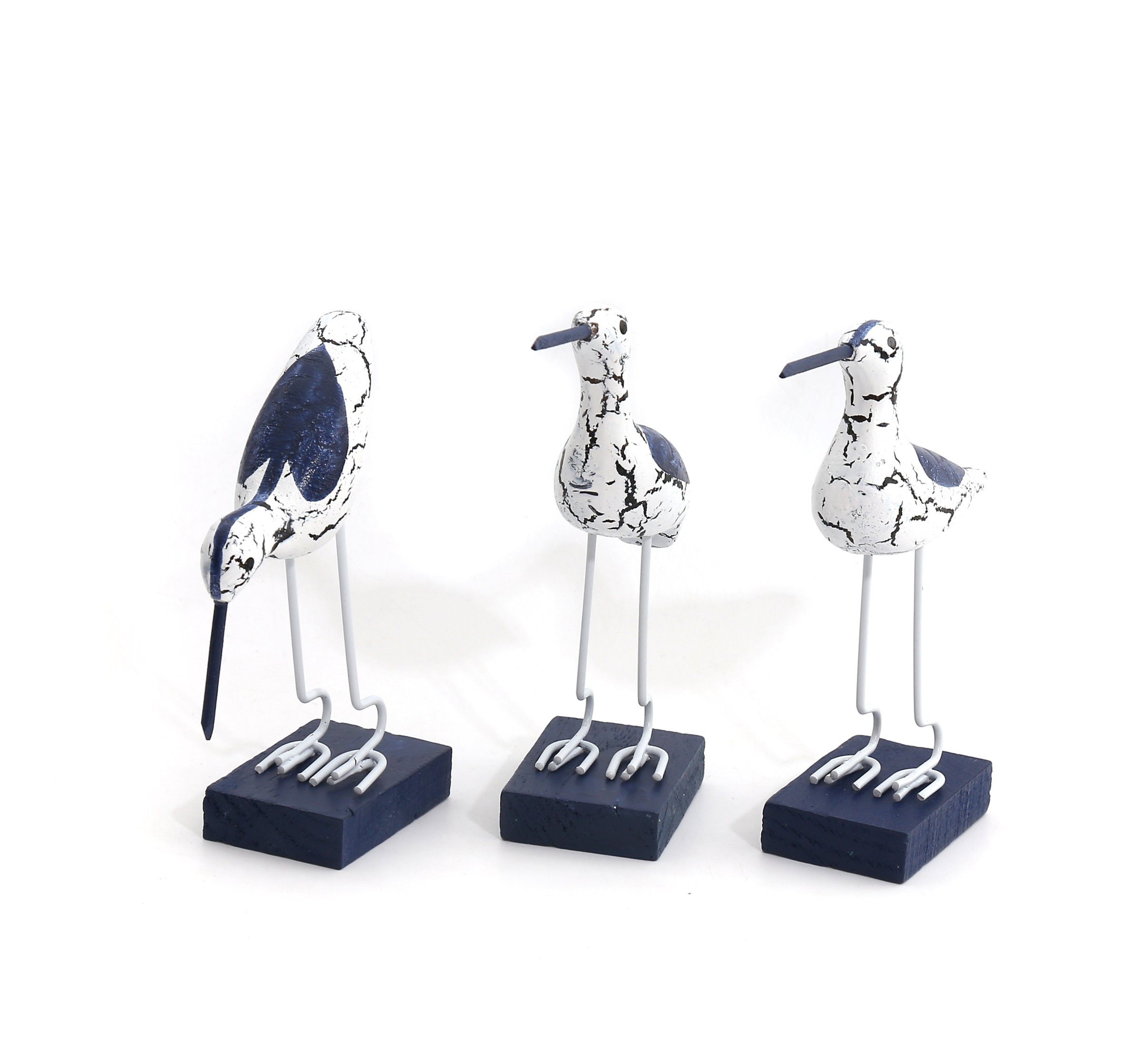 Flanacom Dekofigur Dekofiguren Set Holz- Badezimmer Deko Reiher (Set, 3-tlg)